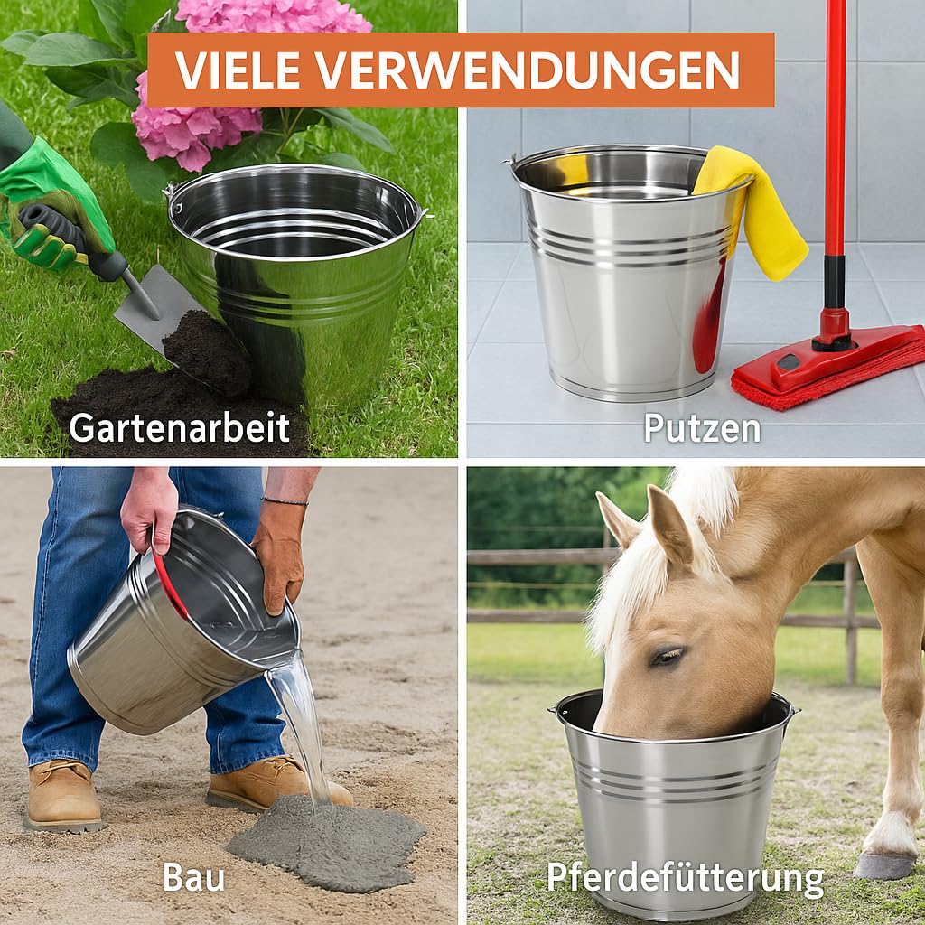 Edelstahleimer Mit Kunststoffgriff – Rostfreier K Produktbild-Vorschau 10