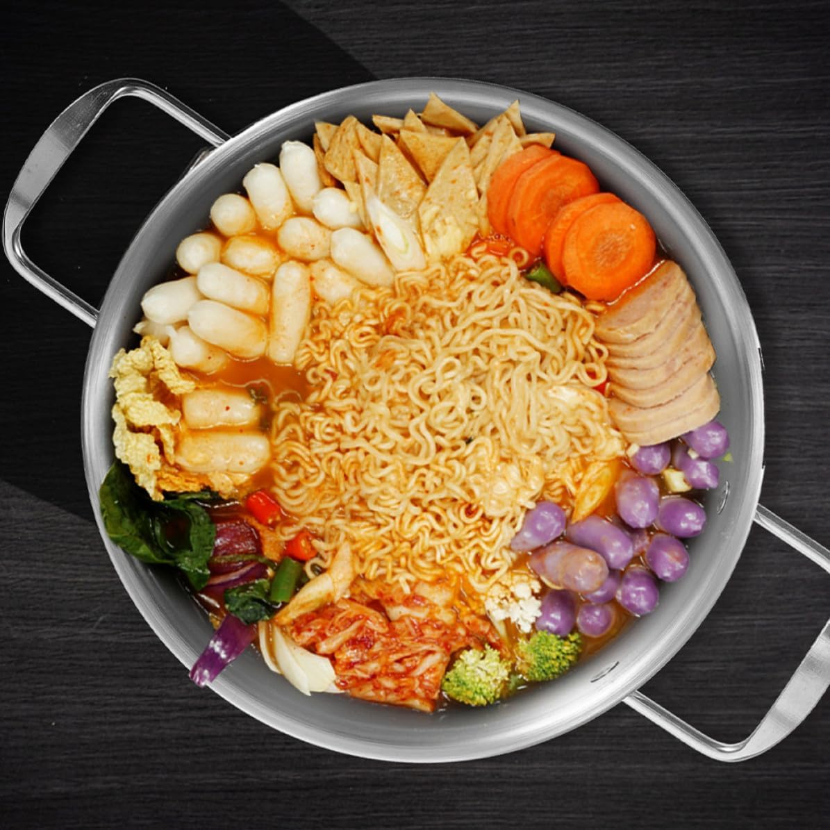 Korean Noodle Pot with Double Handle and Precise Temperature Control Stainless Steel Portable Saucepan Instant Noodle Cooker for Family Gatherings and Personal Use and Stovetop