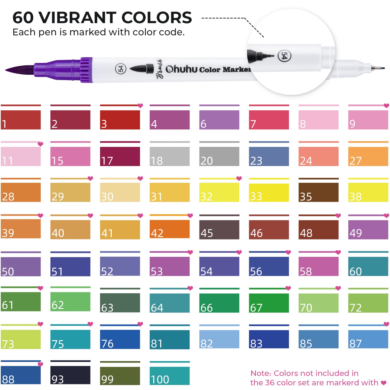 Buy Art Markers Ohuhu 60 Colours Dual Tips Coloring Brush Fineliner