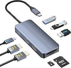 USB Hub Type-C Docking Station 2 HDMI 4K 60Hz 8-IN-1 HDMI Type-C Converter Adapter USB-A USB-C Fast Data Transfer/PD 100W Fast Charging/SD & TF Card Docking Station Multi Display 3 Screen HDMI