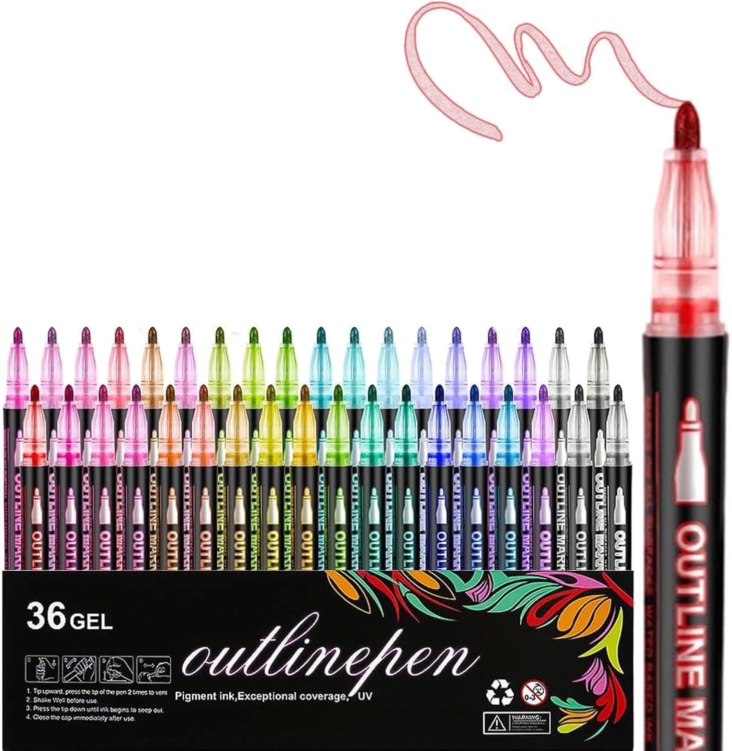 Dreamy Sparkle Dual-Line Contour Pen, Dreamy Sparkle Dual Pen, Outline Pen, 12/24/36/48 Colors, For Art and DIY (36 Colors)