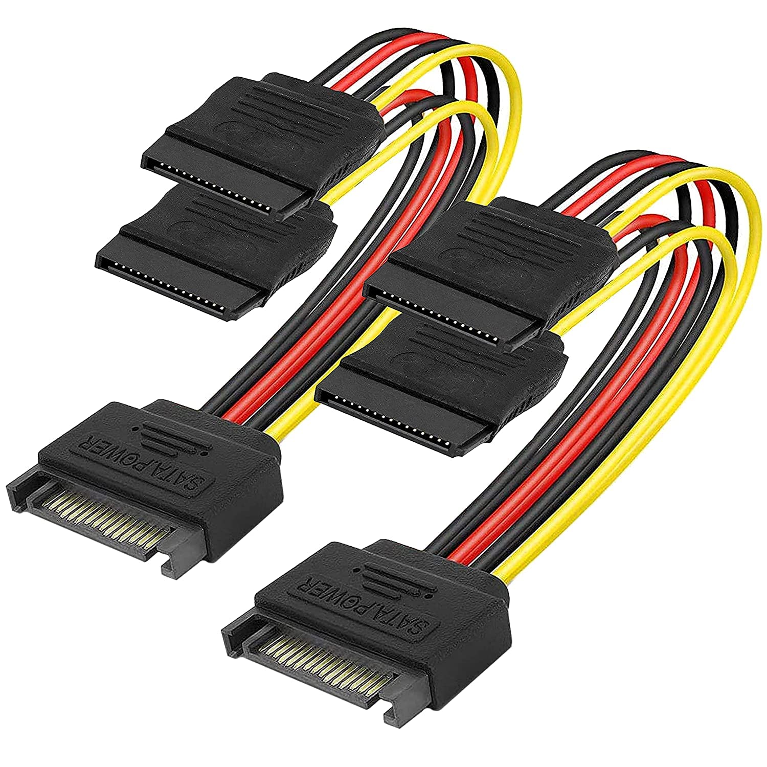 KAVTRON SATA Y SATA Power Cable Splitter, 15 Pin SATA Power Cable, SATA Y-Splitter Cable, SATA Power Male to Dual Female SATA Power Extension for Hard Disk Drive (15cm) (Pack Of 2) (B0B4KGP6ZL) Amazon Price History, Amazon Price Tracker