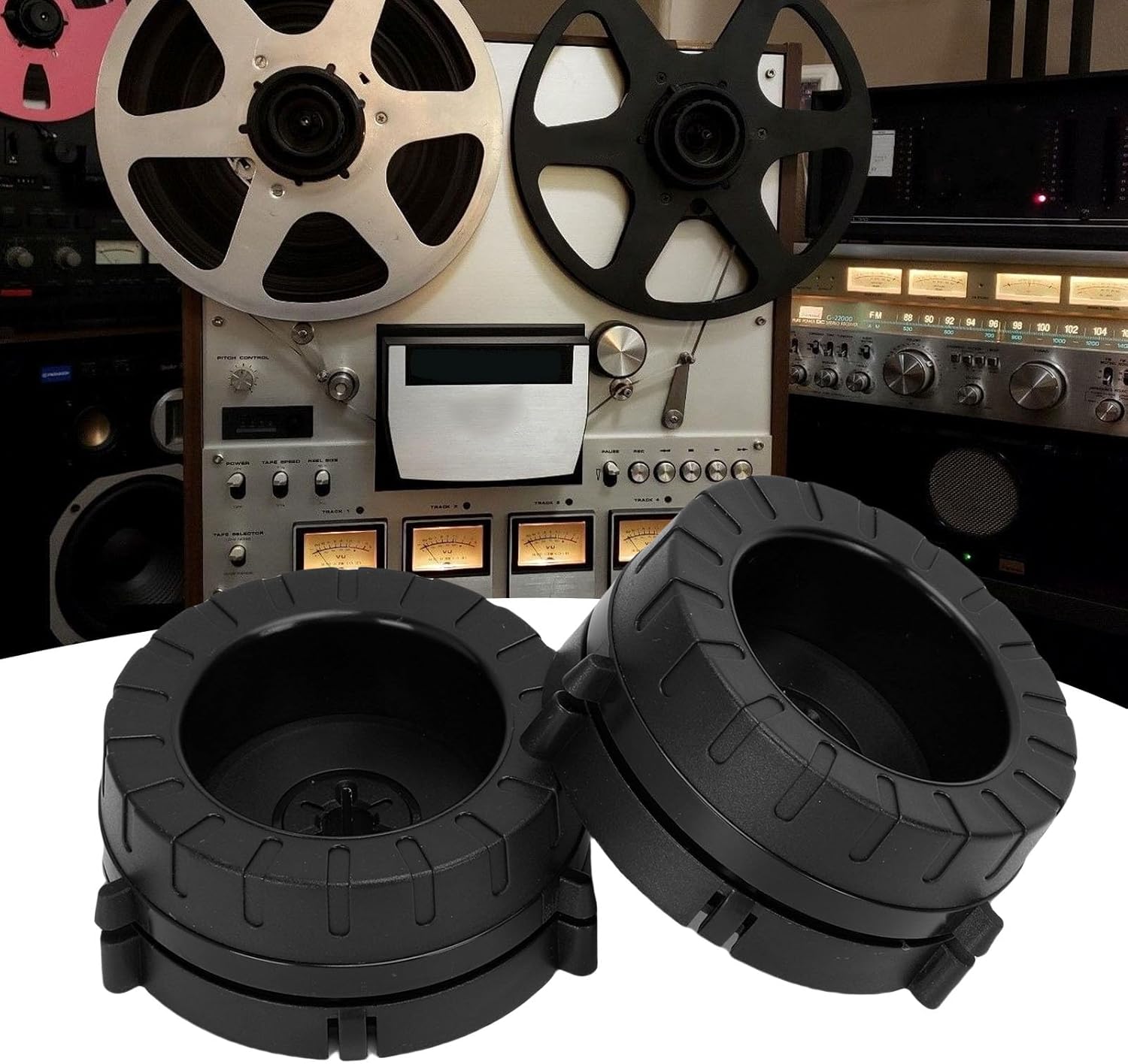 Zunate 1 Pair Nab Hub Adaptors, Lockable Nab Hub Optical Shaft Adapter for 1/4 inch Reel to Reel Tape Recorder, to Tape Recorder Opener for TEAC, Studer, Akai, B67, (Black)