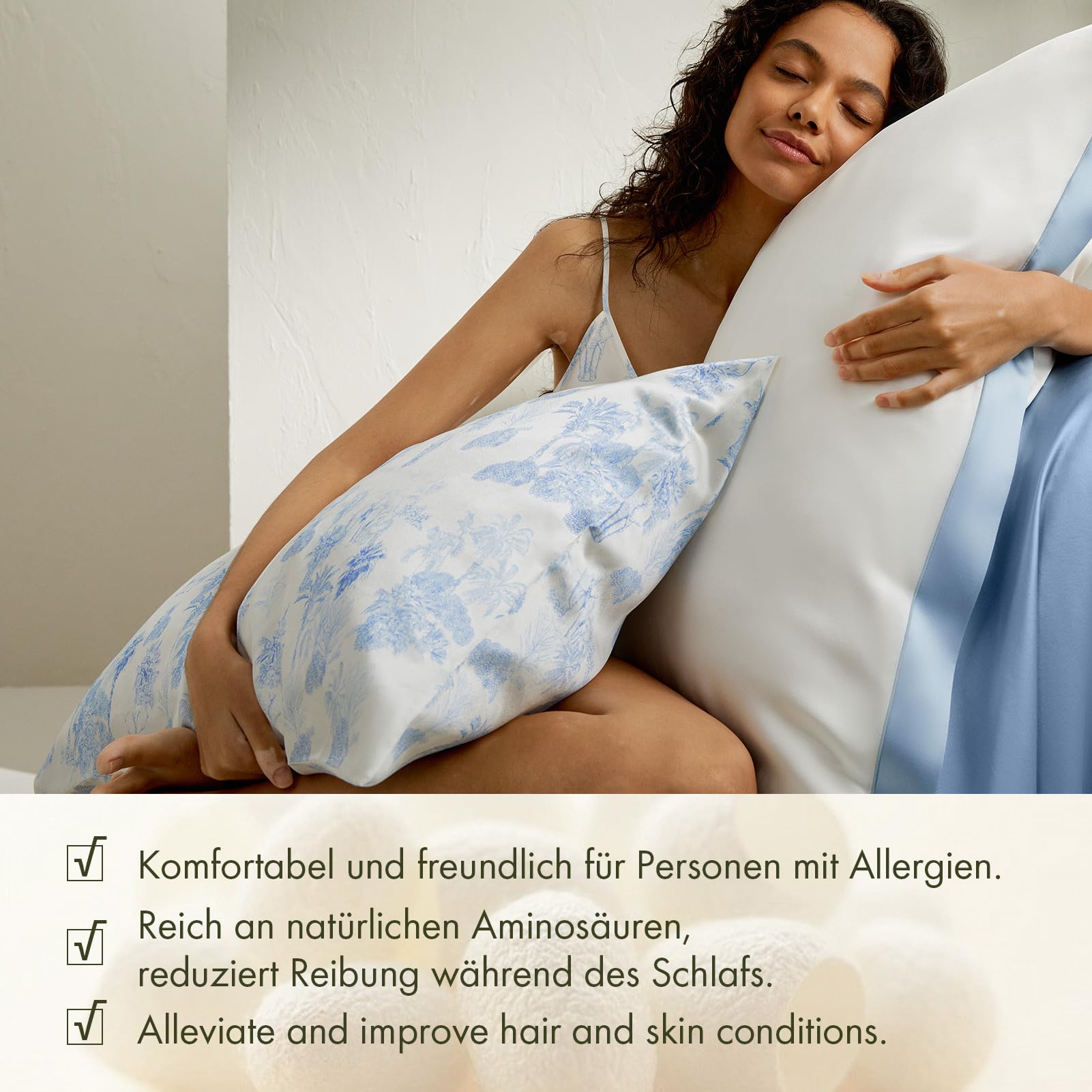 LILYSILK 100% 19MM Maulbeerseide Kissenbezug mit Umschlagverschluss superweiche Kissenhülle für besseren Schlaf und Haarpflege(La Terra Muster，40x80cm)