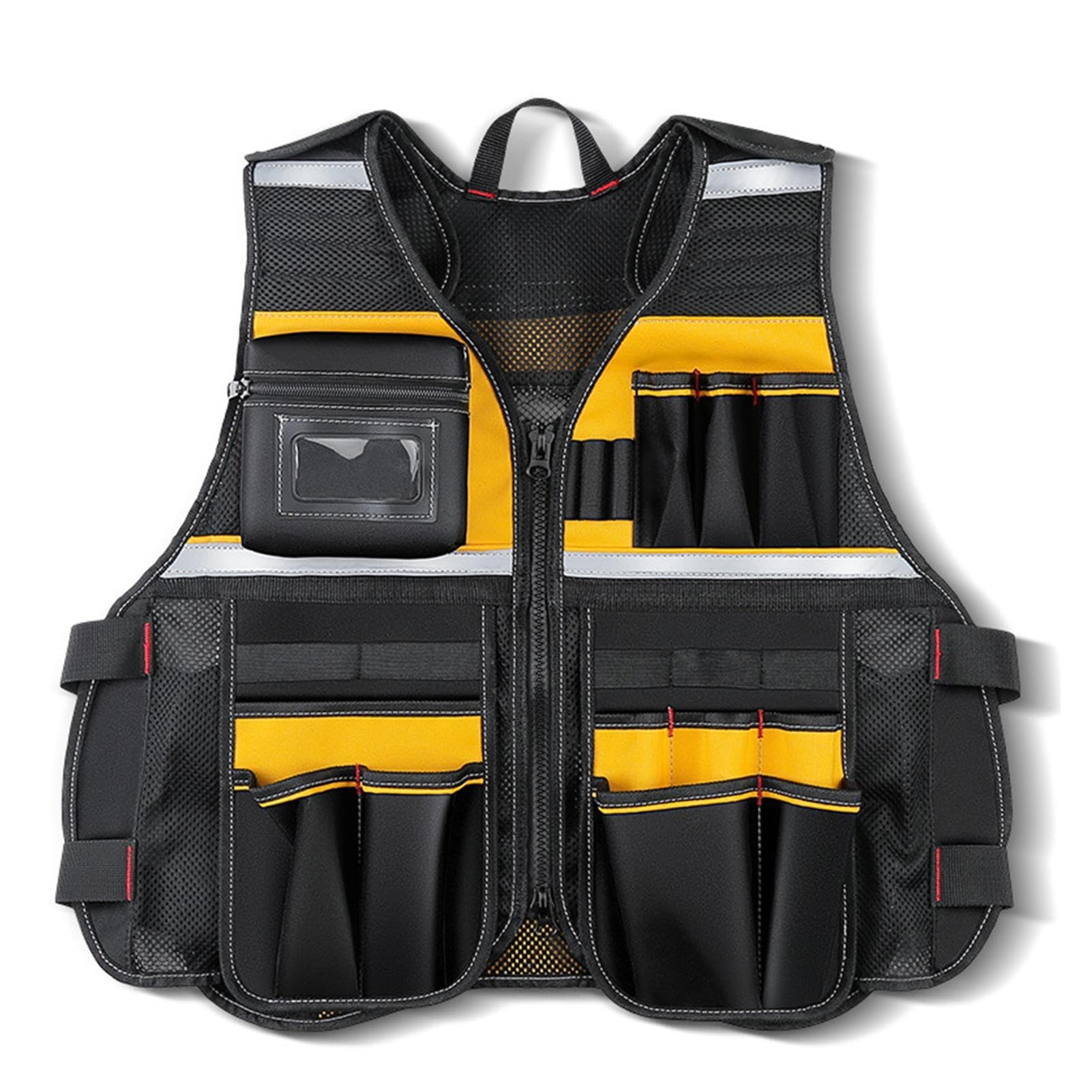 Chaleco de herramientas – Chaleco utilitario de trabajo de construcción | chaqueta ligera y ajustable para almacenamiento de herramientas con bolsillo, equipo de apoyo de seguridad para constructores