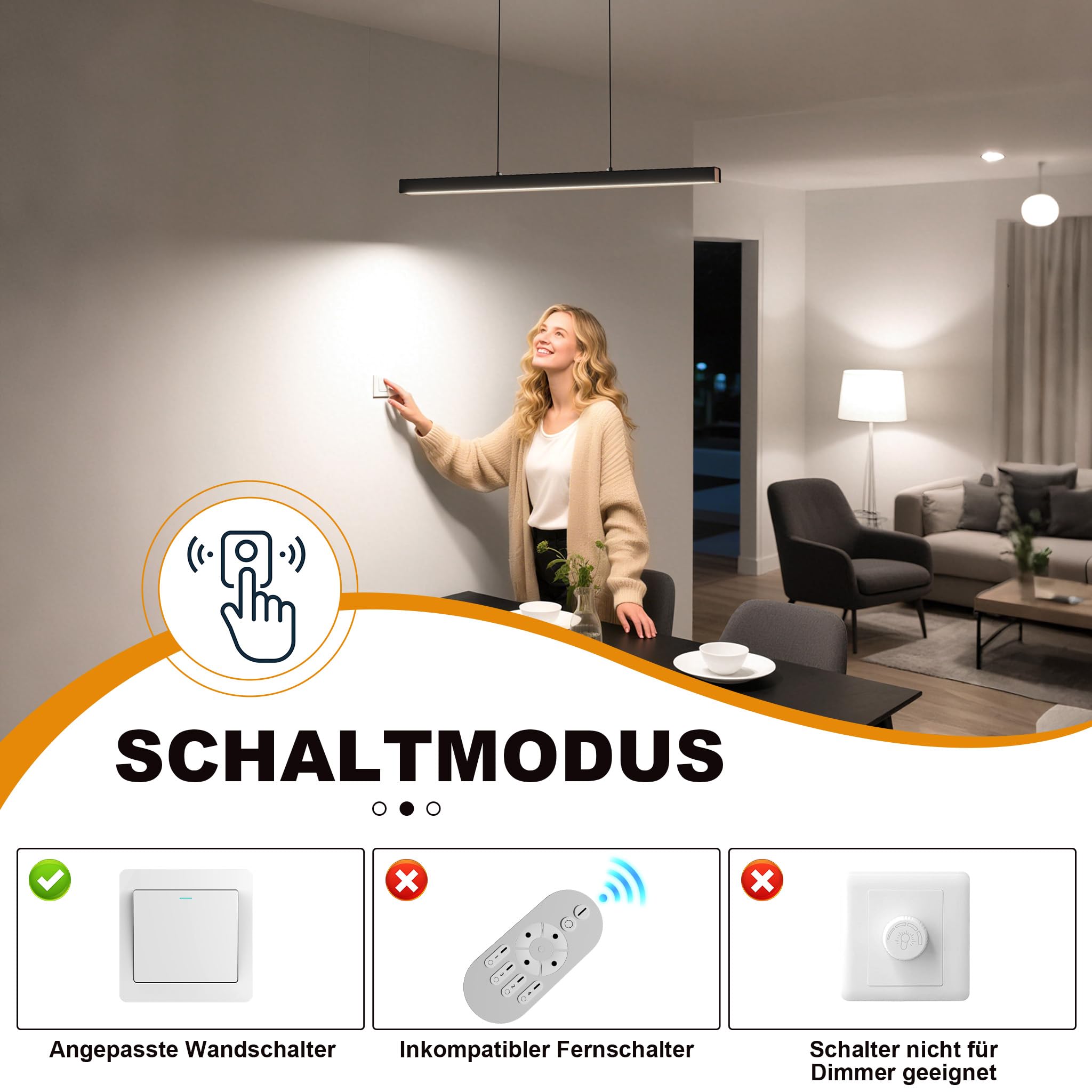 YRHome Moderne LED Pendelleuchte 36W Kaltweiß Höhenverstellbar Hängeleuchte Hängelampe Lineare Design Esszimmerlampe Deckenlampe für Wohnzimmer, Esszimmer, Küche, Schlafzimmer, Büro