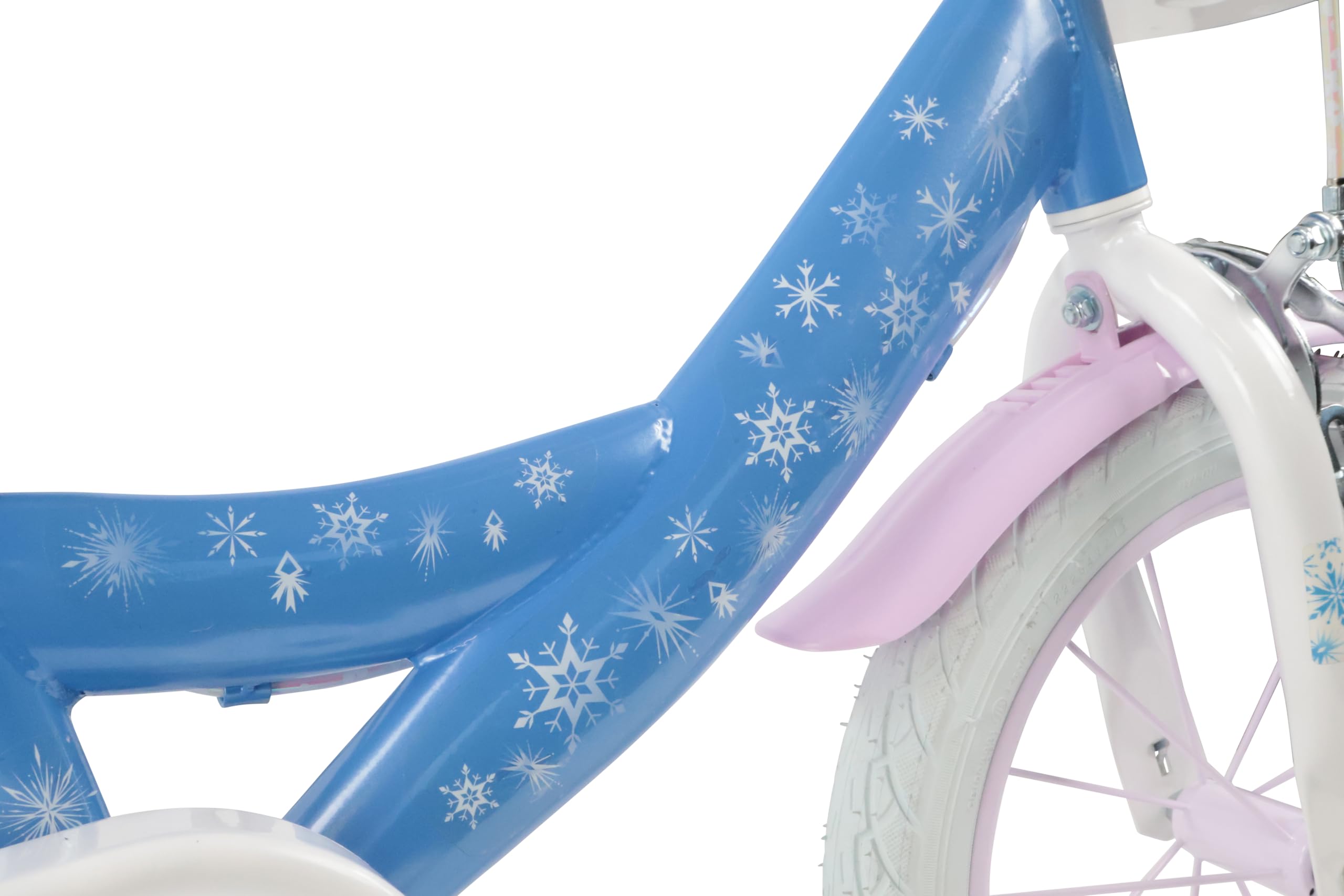 Denver Bike Bicicletta Bambina 14 Pollici Licensed Frozen, 3-5 Anni, Rotelle Removibili, Freni Caliper Anteriore/Posteriore, Telaio Acciaio, Ruote Gonfiabili, Trombetta e Portabambola