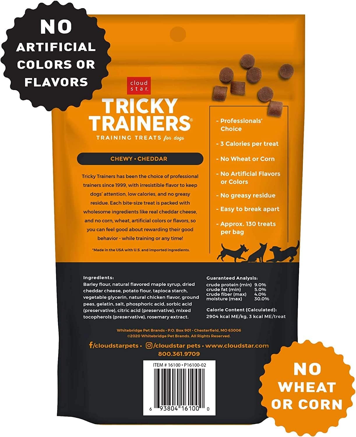 Cloud Star Tricky Trainers Grain-Free Variety Pack – Four Total Flavors: Peanut Butter, Liver, Cheese, and Salmon Plus Pet Paws Notepad (5oz Each, 20oz Total)