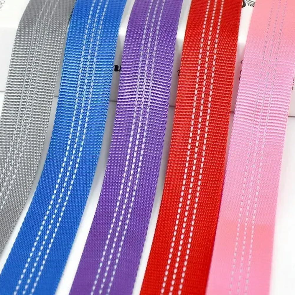 OPica 2/5/10 m 25 mm Doppellagiges hohles Polyester-Gurtband mit reflektierenden Streifen, Schlauchband für Band, Taschengurt, Nähen, Schrägband