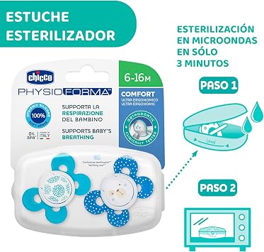 Chicco Physio Comfort Silicone Pacifier (Asorti, 6-16 Months, 2-Piece)