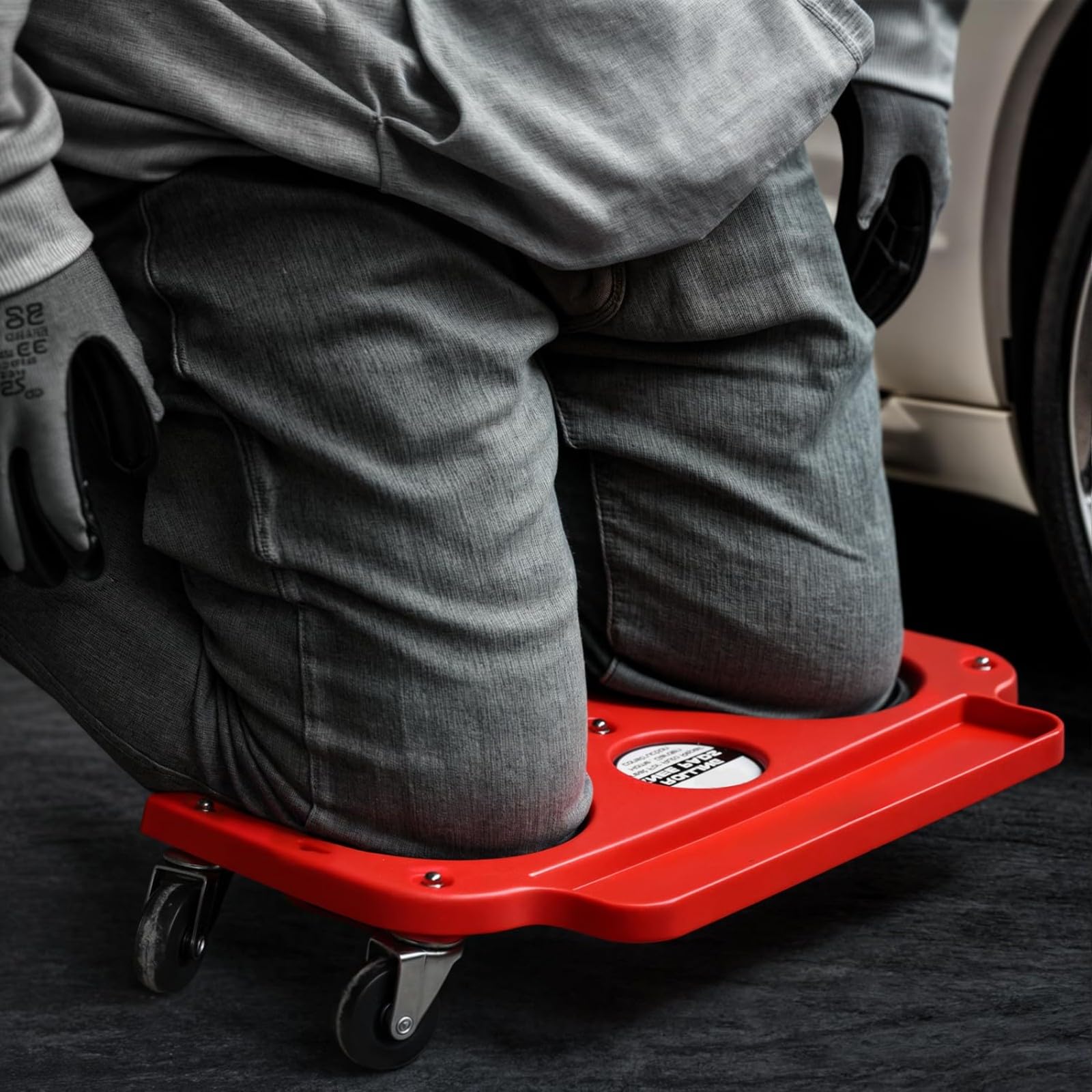 Plataforma ergonómica de rodilleras para mecánicos, ruedas giratorias, mejora de la rodilla, protección y superficies antideslizantes, plataforma ancha de rodillas para mecánicos