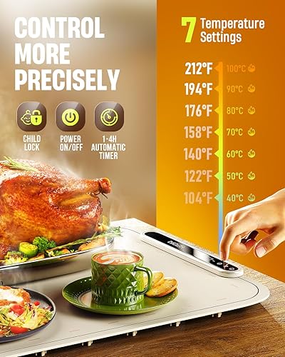 Tapete de calentamiento de alimentos para bufé, bandeja de calentamiento eléctrica para mantener los alimentos calientes en fiestas, tapete de