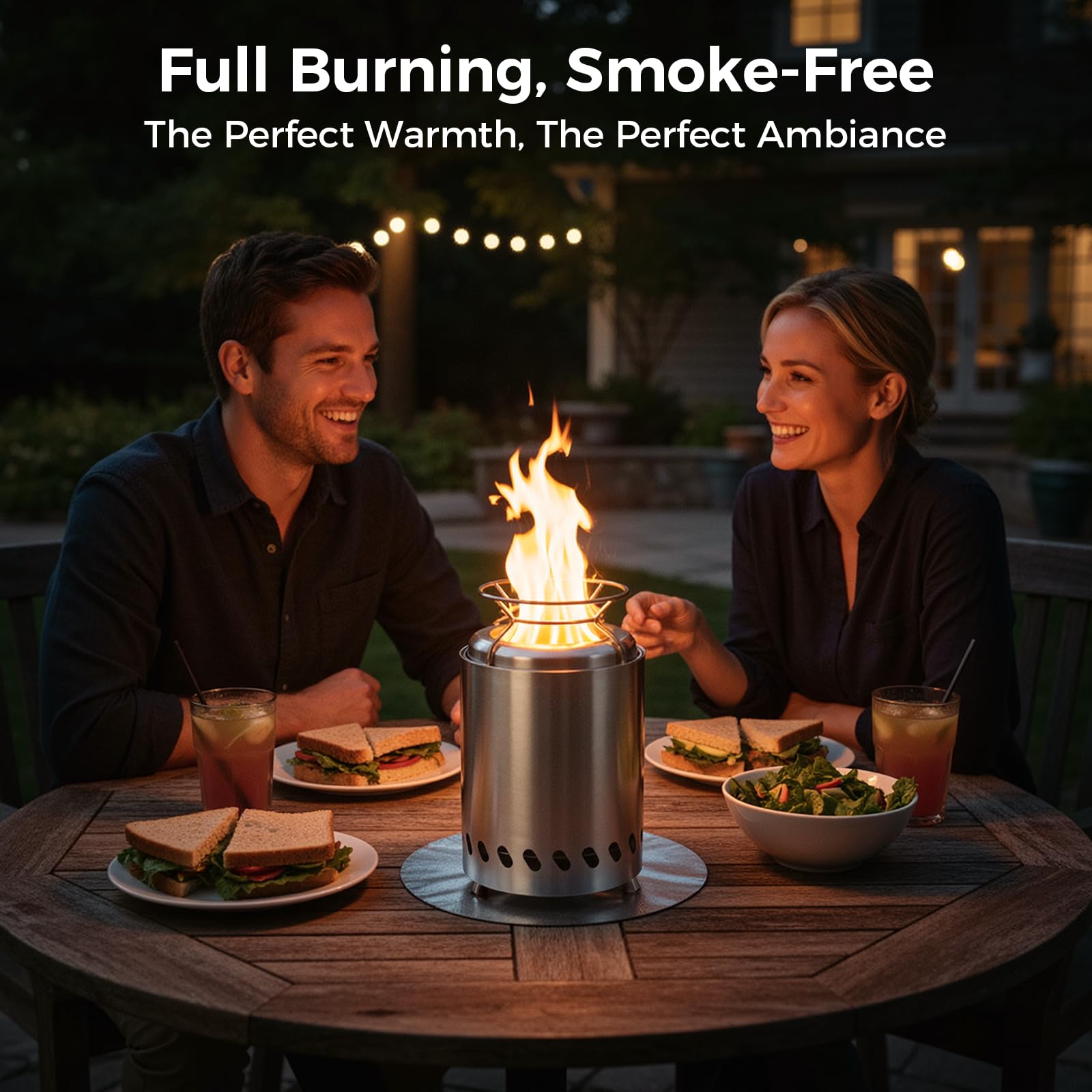 Smokeless 14cm Tabletop Fire Pit, Stainless Steel Smokeless Portable Stove for Camping Outdoor & Patio Wood or Pellet Fueled with Carrying Bag & two Mini Sticks (5.5Inches) - 3