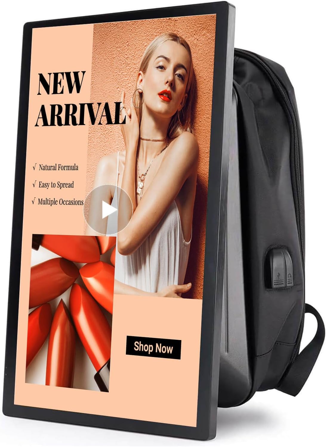 21.5" LCD Backpack, 1000nits Brightness Digital Backpack Display, LCD Touchscreen Backpack, Human Walking Billboard Sending Program with U-Disk/Phone APP, and CMS Input Auto ADS Player, Android OS