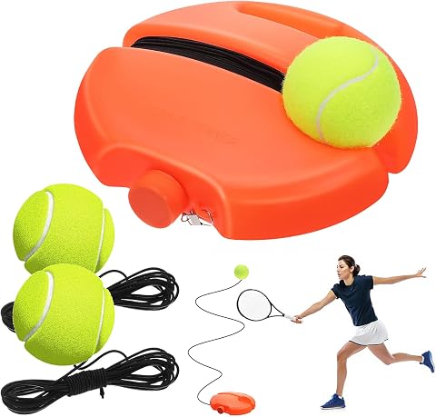 NUOBESTY Tennis Buddy Tennis Trainer Rebound Ball with String Solo Portable Practice Rebounder Equipment for Adult Beginner, Self Training Base Tool with 3 Balls for Indoor Outdoor