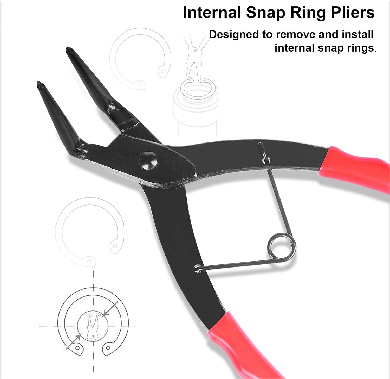 Best Deal Product Internal Master Cylinder Snap Ring Pliers Heavy Duty 90 Degree Long Nose Pliers for Trucks Motorcycles Cars (Red)
