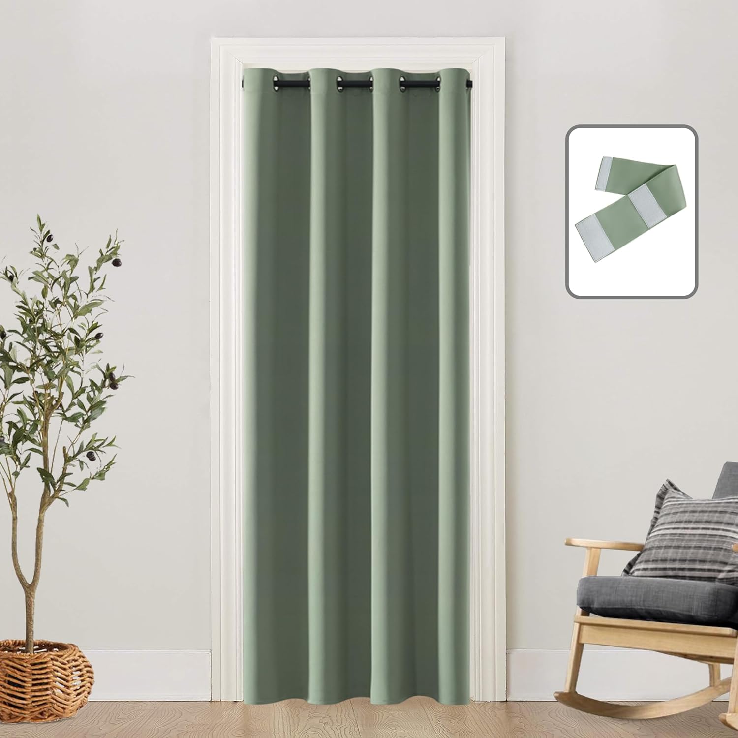 Sage Green Tapestry Curtains for Spring Decor Kitchen Door Screen,Divider Doorway Laundry Room Curtains for Bathroom Pantry Bedroom Living Dining Bath/Shower Aesthetic,80 Inch Length,Light Green