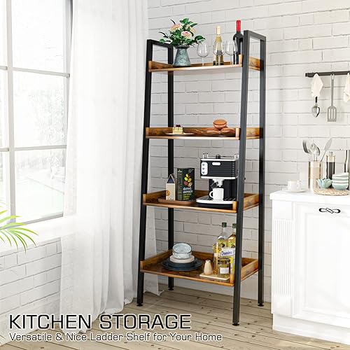 Miniatura 3 de ASTARTH Estantería de 4 niveles con estante abierto para almacenamiento, estante de escalera y estanterías para dormitorio, sala de estar, cocina,