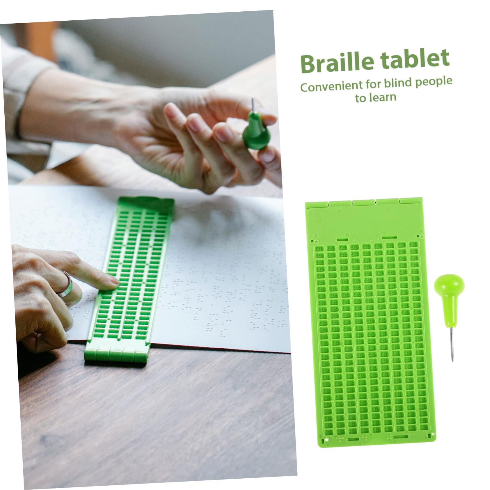 3 Set Di Penna Per Tavoletta Con Tastiera Per Scrittura Cieca Stilo Per Scrittura Cieca Piastra Per Scrittura Cieca Accessori Per Scrittori Ausili In Pp Verde