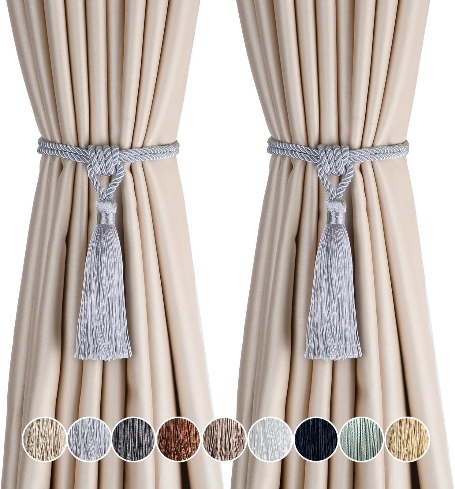 QIDISGOY 4 Pack Curtain Ties for Drapes Tassels, Farmhouse