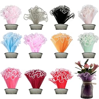 12Pcs Flower Wrapping Mesh Paper,4.37 Yards Pearl Edge Bouquet Packaging Paper for Party Favor Decor,Papel para Ramos De Flores, Florist Supplies Wedding Gift Packaging