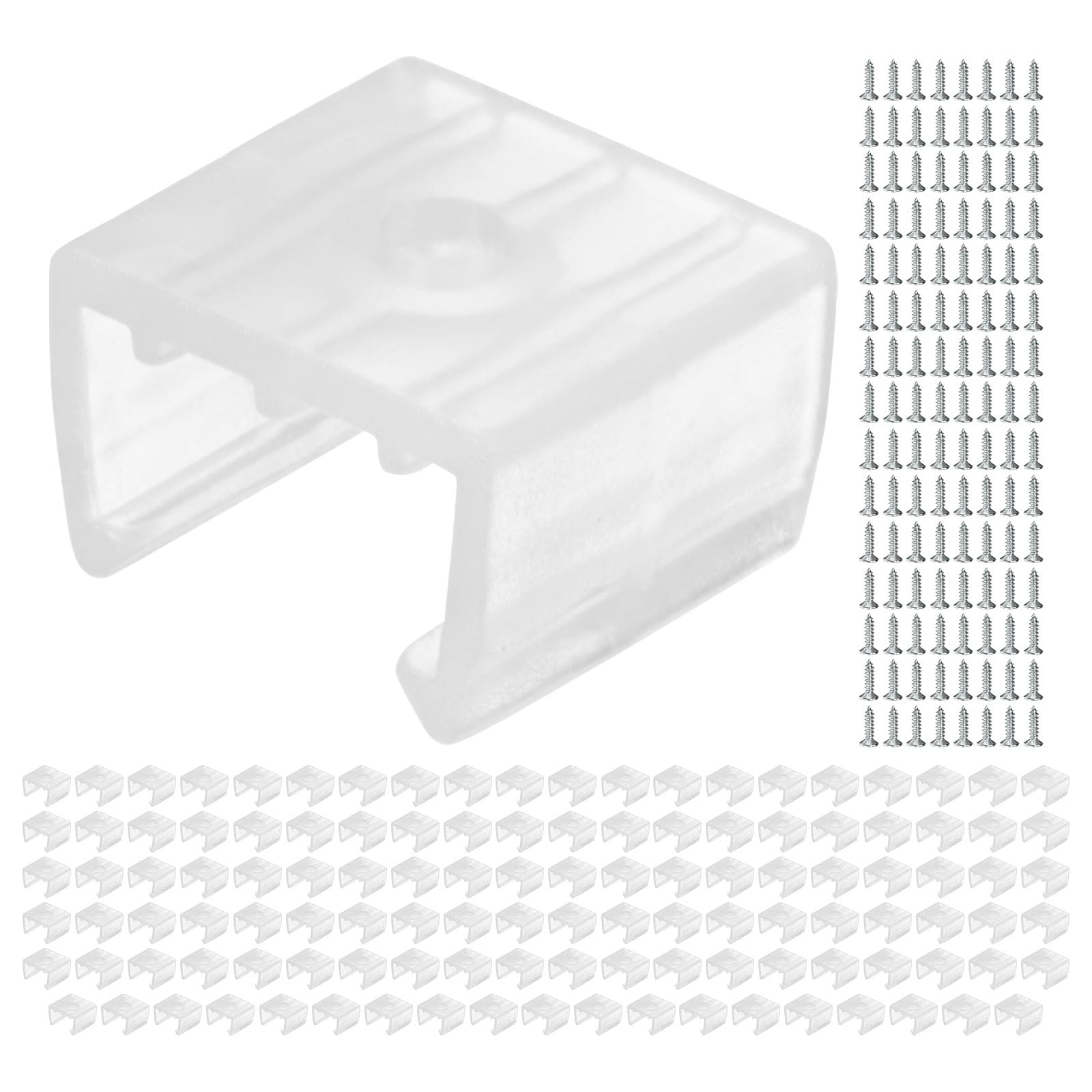 TIXIPEM Waterproof LED Strip Light Clips [120pcs] - Mounting Clips with Screws for 12 to 14mm LED Neon Flexible Strip Lighting, Neon Signs DIY - [Transparent - 0.57 in]