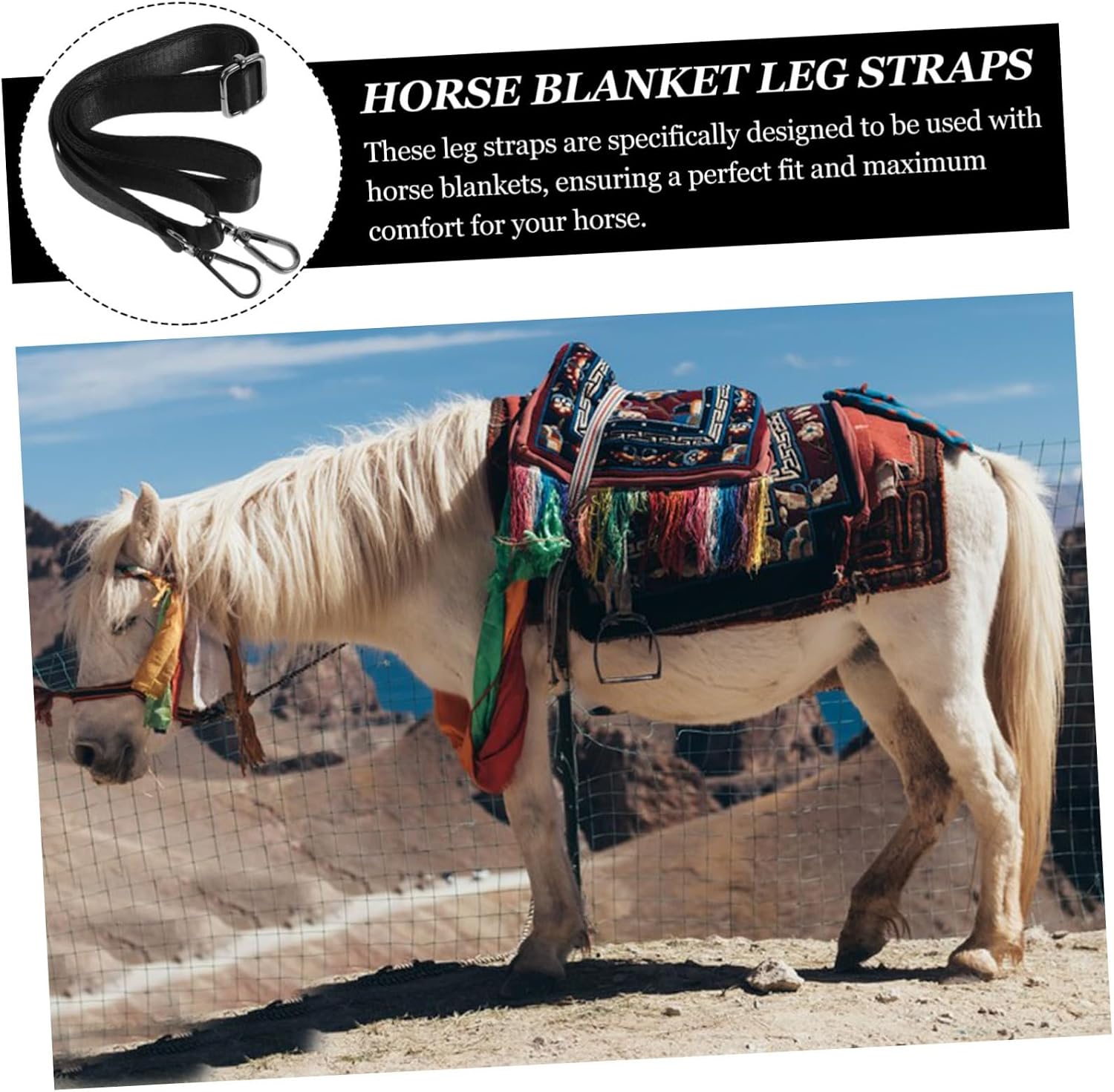 ORFOFE 4 Pcs Adjustable Elastic Leg Straps for Horse Blankets Replacement Straps Designed for Comfort and Quick Release for Securing Blankets Horses