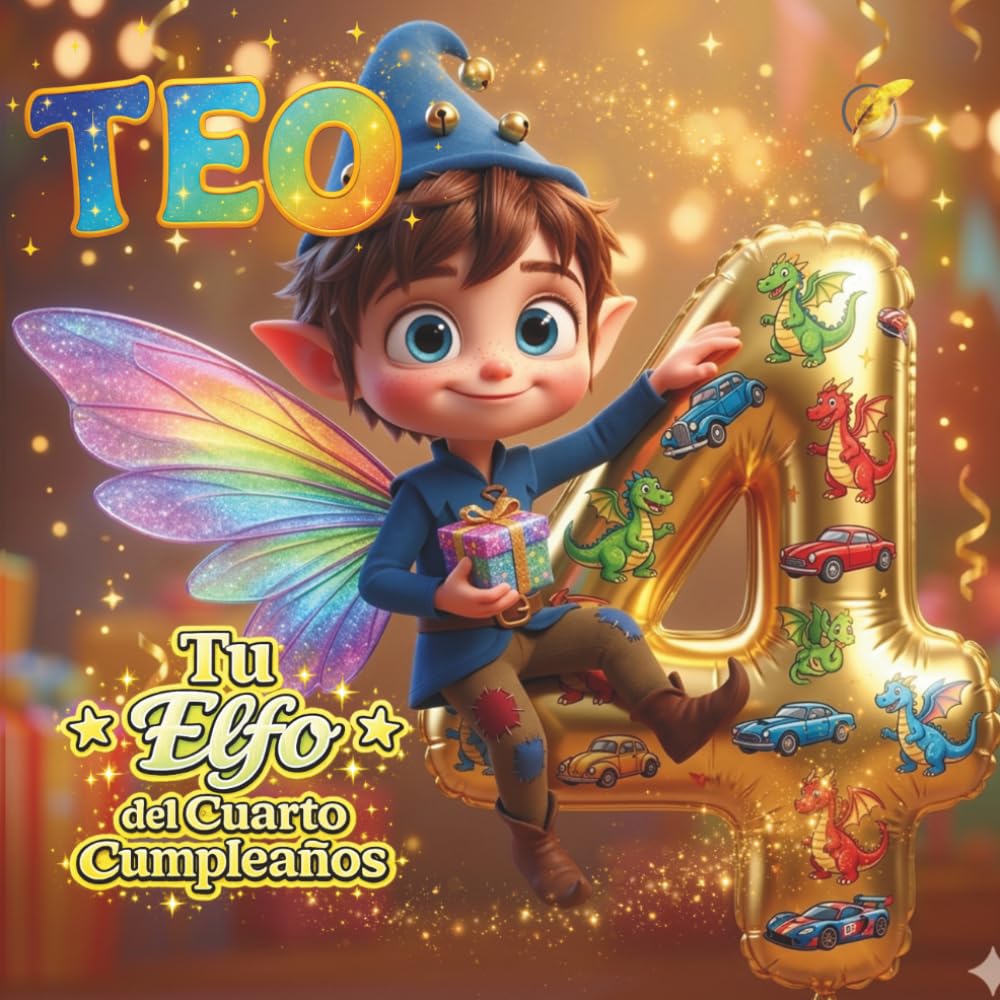 TEO, TU ELFO DEL CUARTO CUMPLEAÑOS: Libro personalizable para niños y niñas de 4 años – Regalo original para el cuarto cumpleaños y recuerdo del cuarto año de vida.