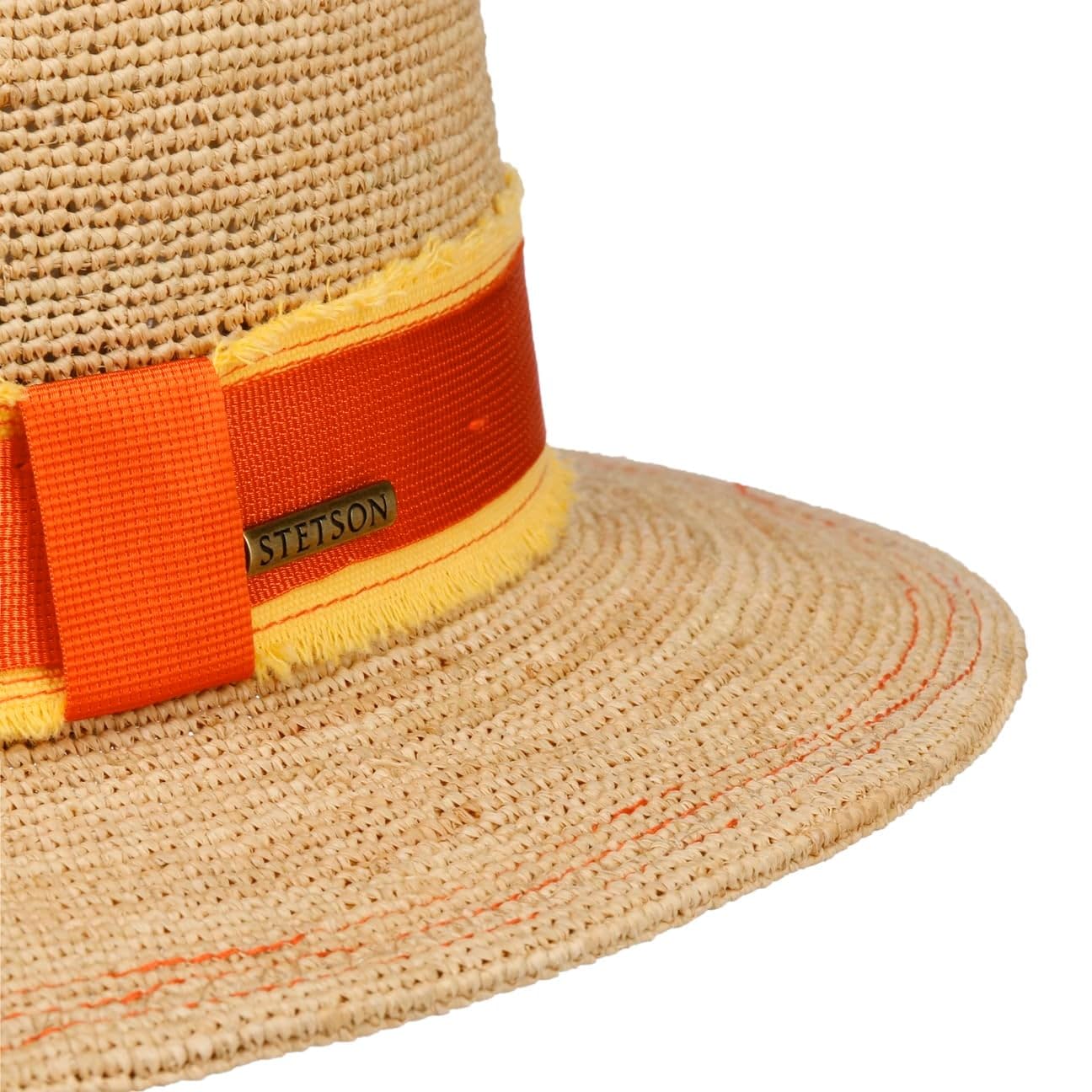 Stetson Crochet Rafia Traveller Sombrero Paja Banda Tela Unisex Primavera Verano