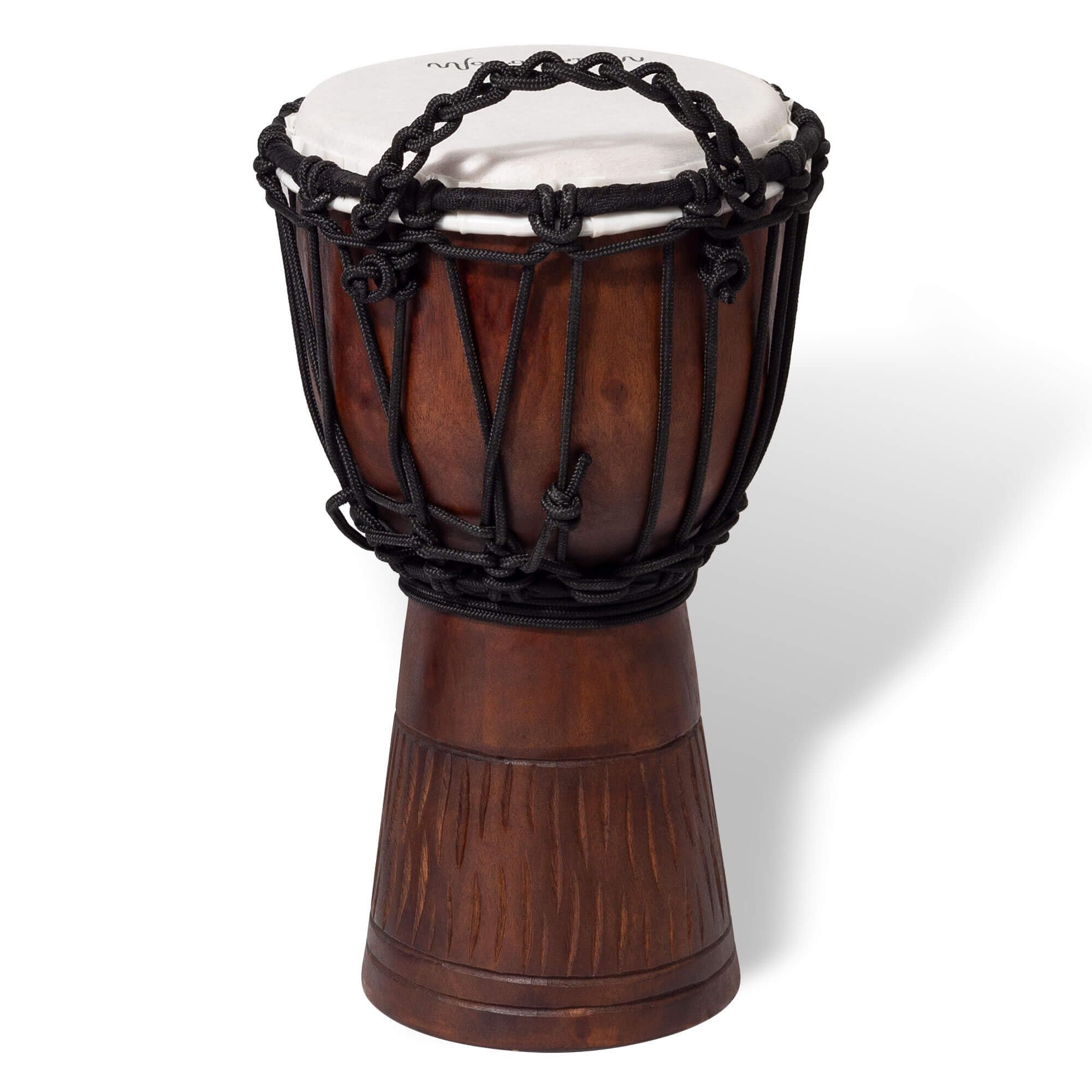 Tambor Djembe de 30 cm con Cabeza Sintética de 7" | Estilo Africano, Tallado a Mano - para Artistas, Círculos de Tambor, Escuelas, Talleres Grupales