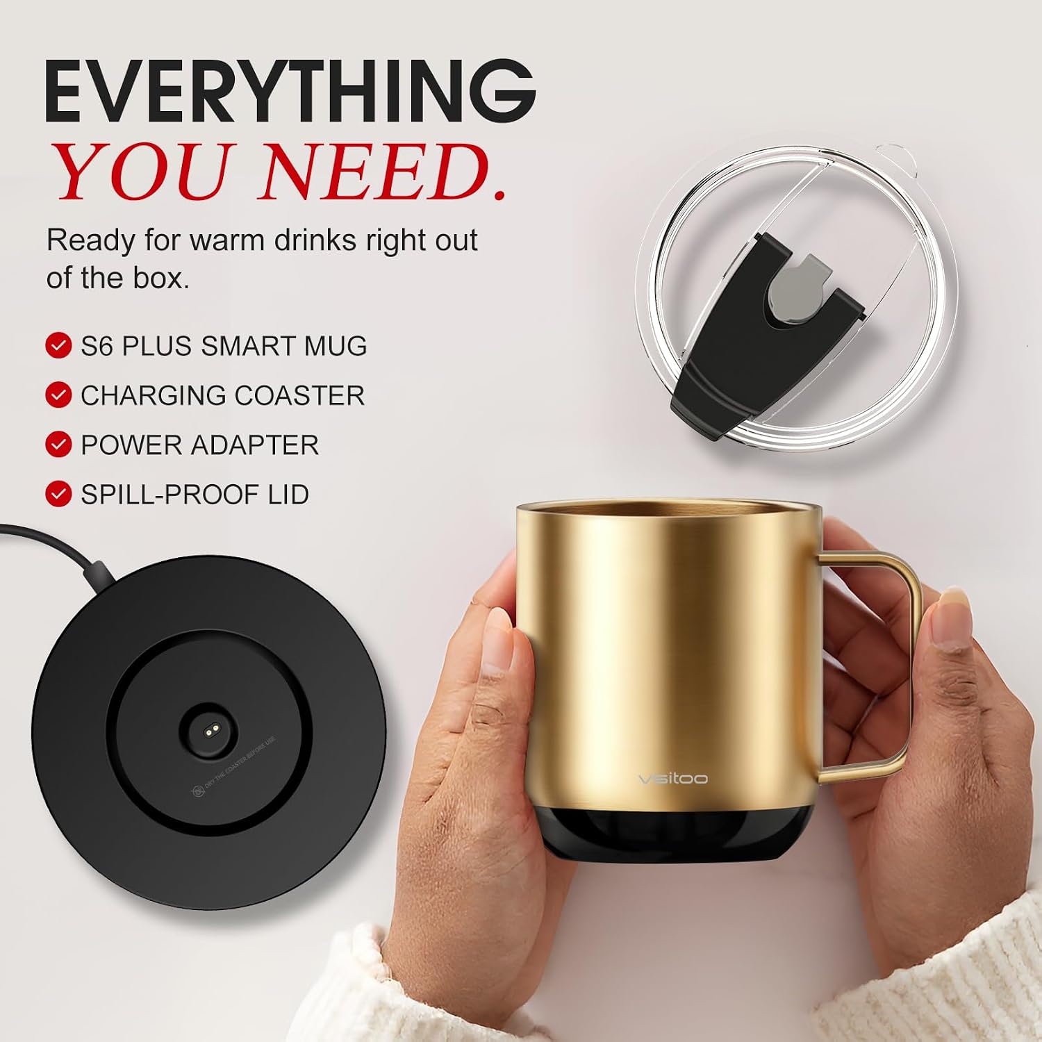 VSITOO S6 Plus 12oz Self Heating Coffee Mug, Music-Reactive Ambient Light