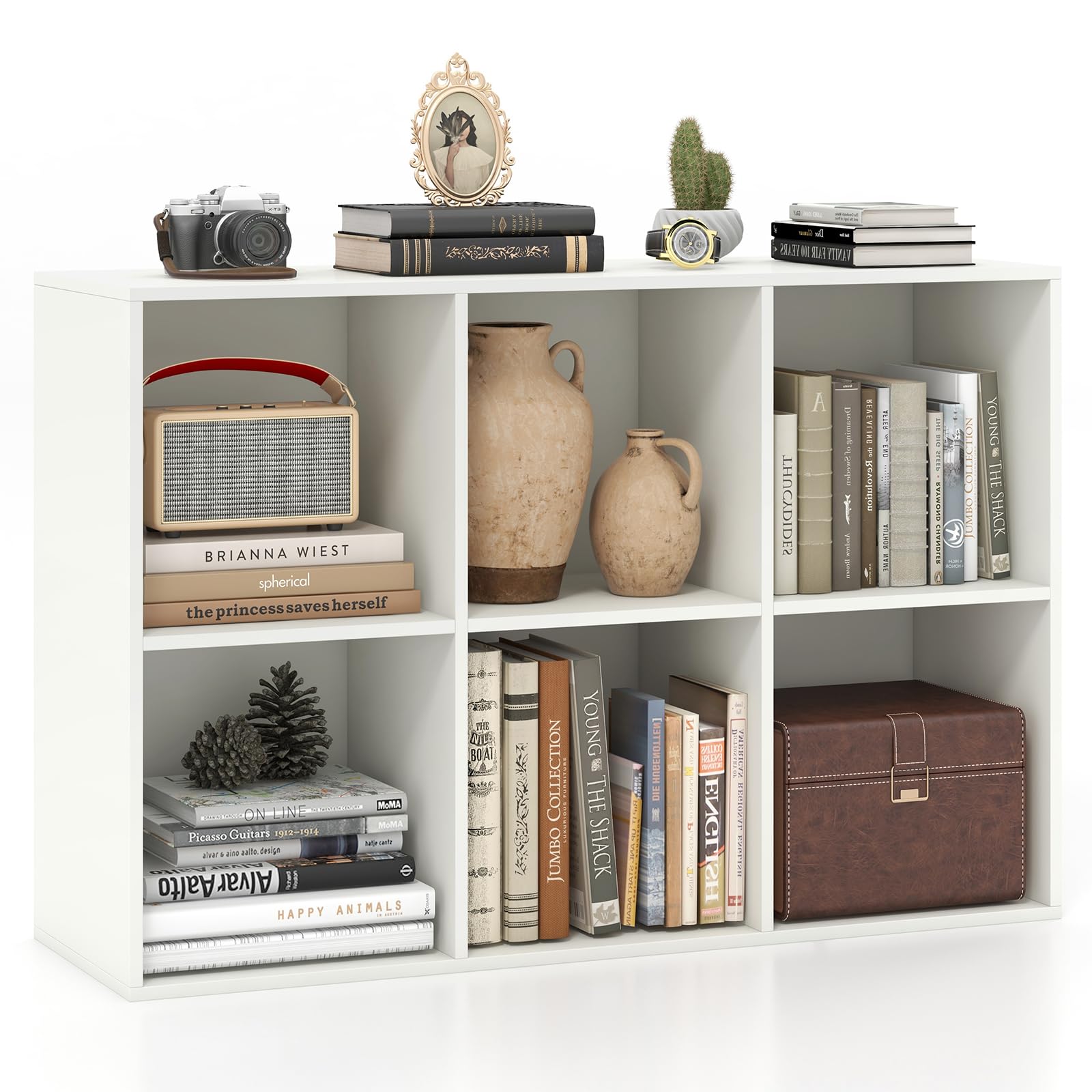 CASART Cube Storage Unit, Open Shelf Bookcase with Anti-Tipping Kits, Modern Compact Display Bookshelf for Living Room Study Office (White, 6-Cube: 91 x 29 x 61cm)