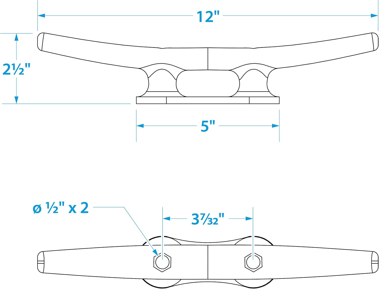 Seachoice 30630 Open Base Dock Cleat Galvanized Gray Iron, 12 Inches : Boating Cleats And Chocks : Sports & Outdoors