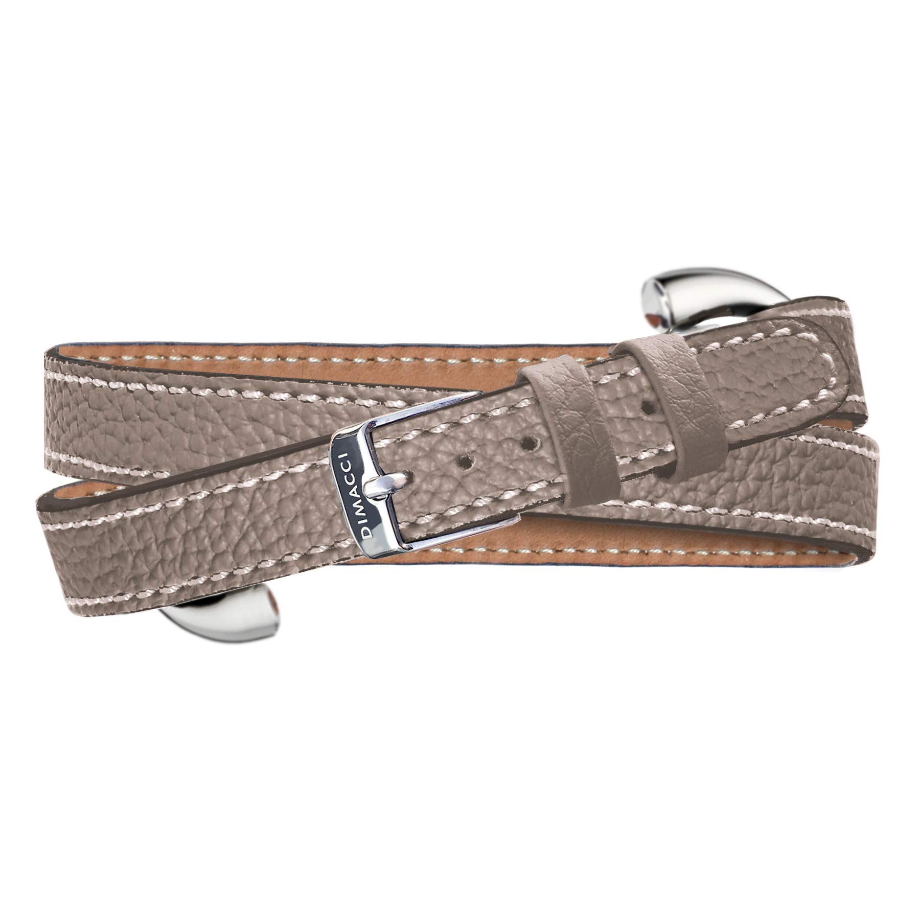 Trensen-Armband Kalbsleder | Alba-Kollektion in Taupe Silber-Optik aus Edelstahl | Schmuck für Reiter-Damen in Geschenk-Box | Mit Gravur