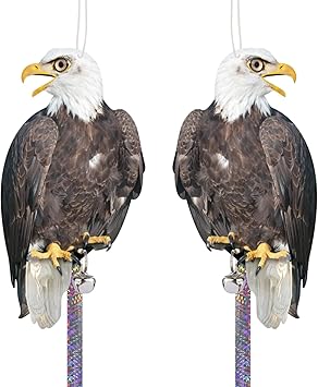 2PCS Plastic Hawk to Scare Pigeon Away from Balcony Porch Flat Fake Hawk to Keep Woodpecker Away Garden Owls with Reflective Tape Hanging Hawks Decor Squirrel Pigeon Scare Devices for Patio Roof Yard