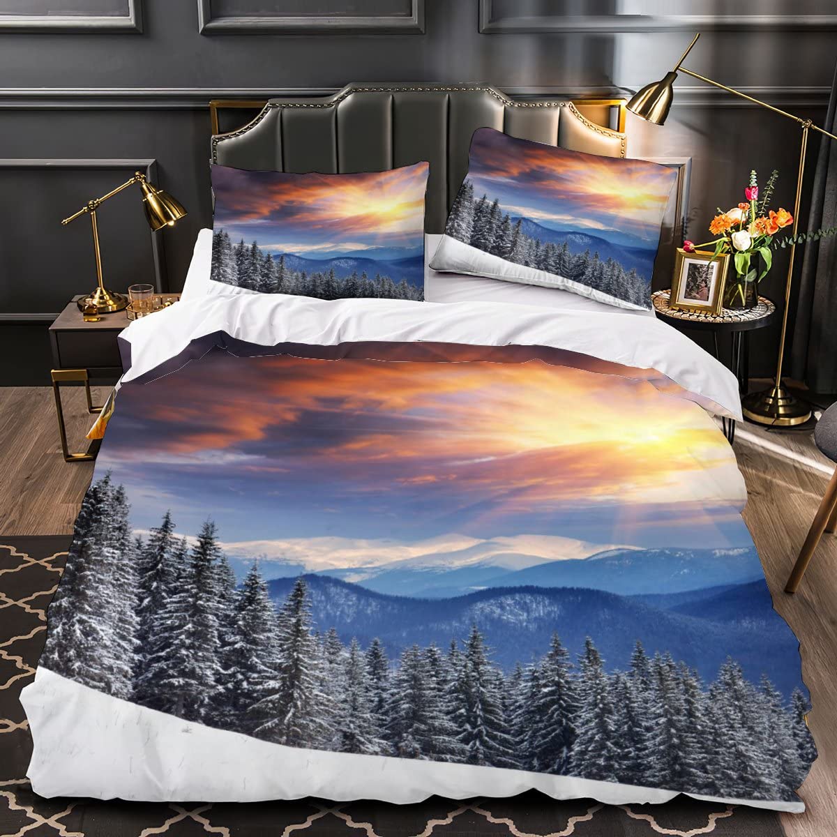 Housse de couette 220x240 montagne enneigée pour ne plus transpirer la nuit
