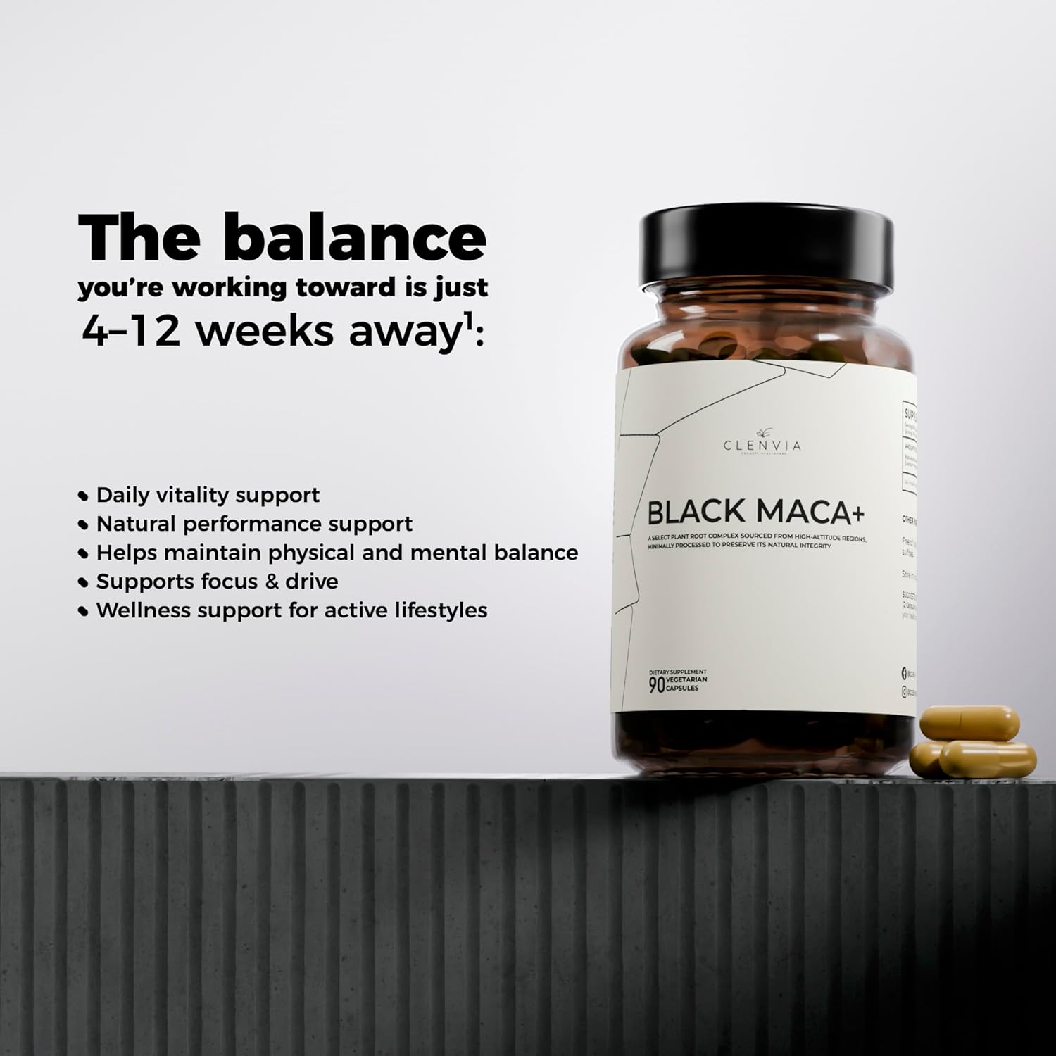 Black Maca Capsules – 1500mg Premium Organic Maca Root Powder – Nutrient-Rich Superfood Packed with Vitamins A, C, B-Complex, Iron, Zinc & Calcium – Non-GMO, Gluten-Free, 90 Count, Made in the USA