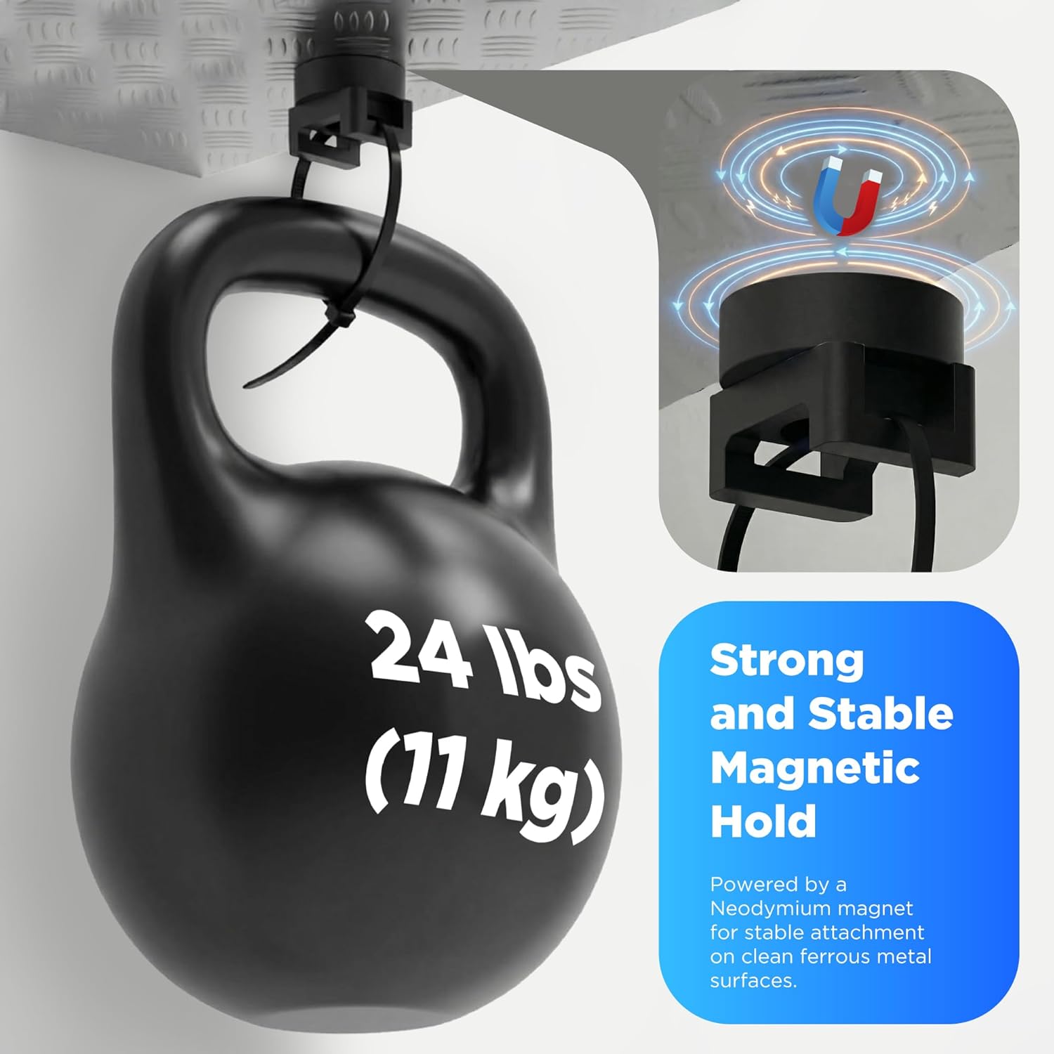 Magnetic Zip Tie Mount Wire Holder - 24 Magnetic Holders with 24 Cable Ties Magnet Clips for Multipurpose Cable Management - Black Zip Ties Mounts Base Holder for Home Office Electrical Wiring