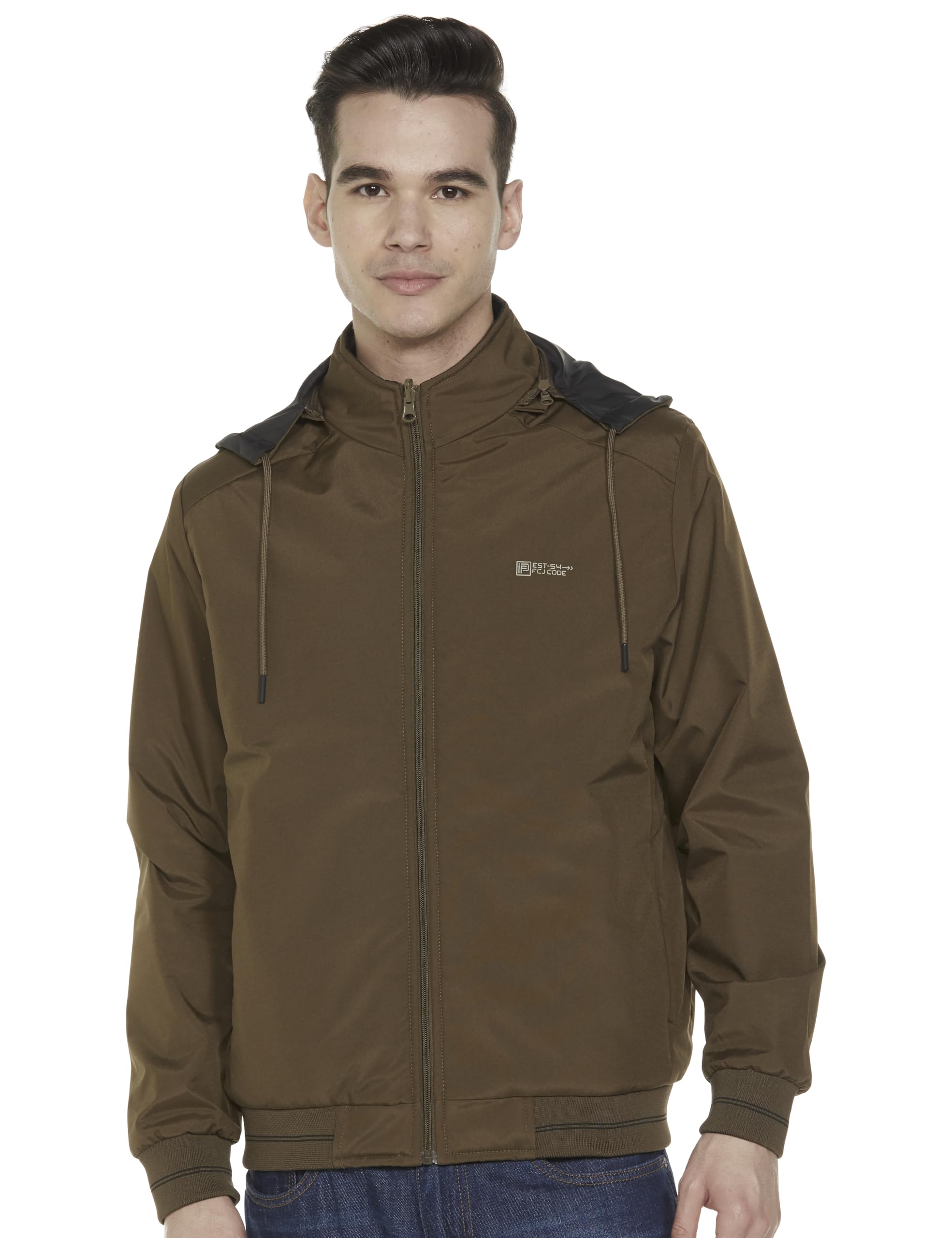 Men's Polyester Standard Length Regular Fit Reversible Winter Jacket with Ribbed Cuffs & Hood - Warm, Stylish & Versatile