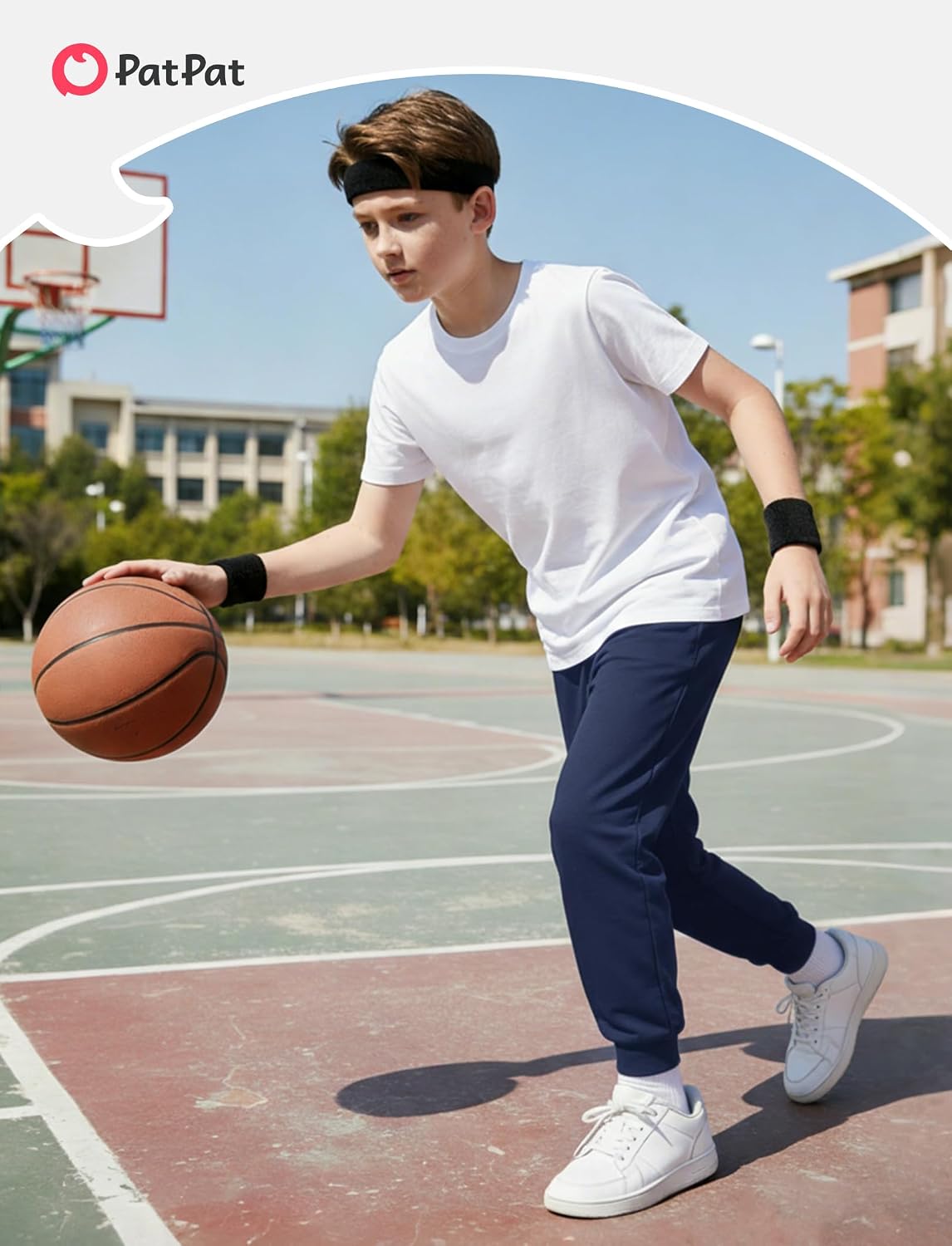 PATPAT RapidAir Boys Quick-Dry Pants with Pockets & Drawstring, Athletic Joggers for Running Sports Outdoor School Uniform