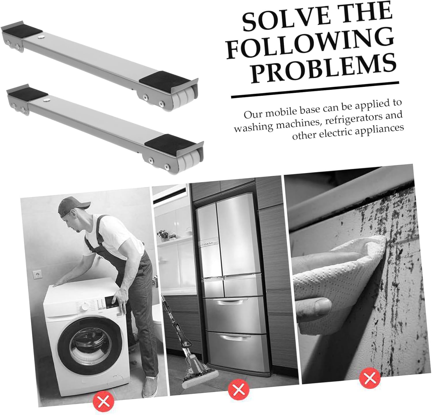 STOBOK 1pair Multifunction Base Stand for Household Appliances Heavy Duty Furniture Moving Tool Locking Wheels for Washing Machines and Refrigerators Scalable Design for Easy Operation