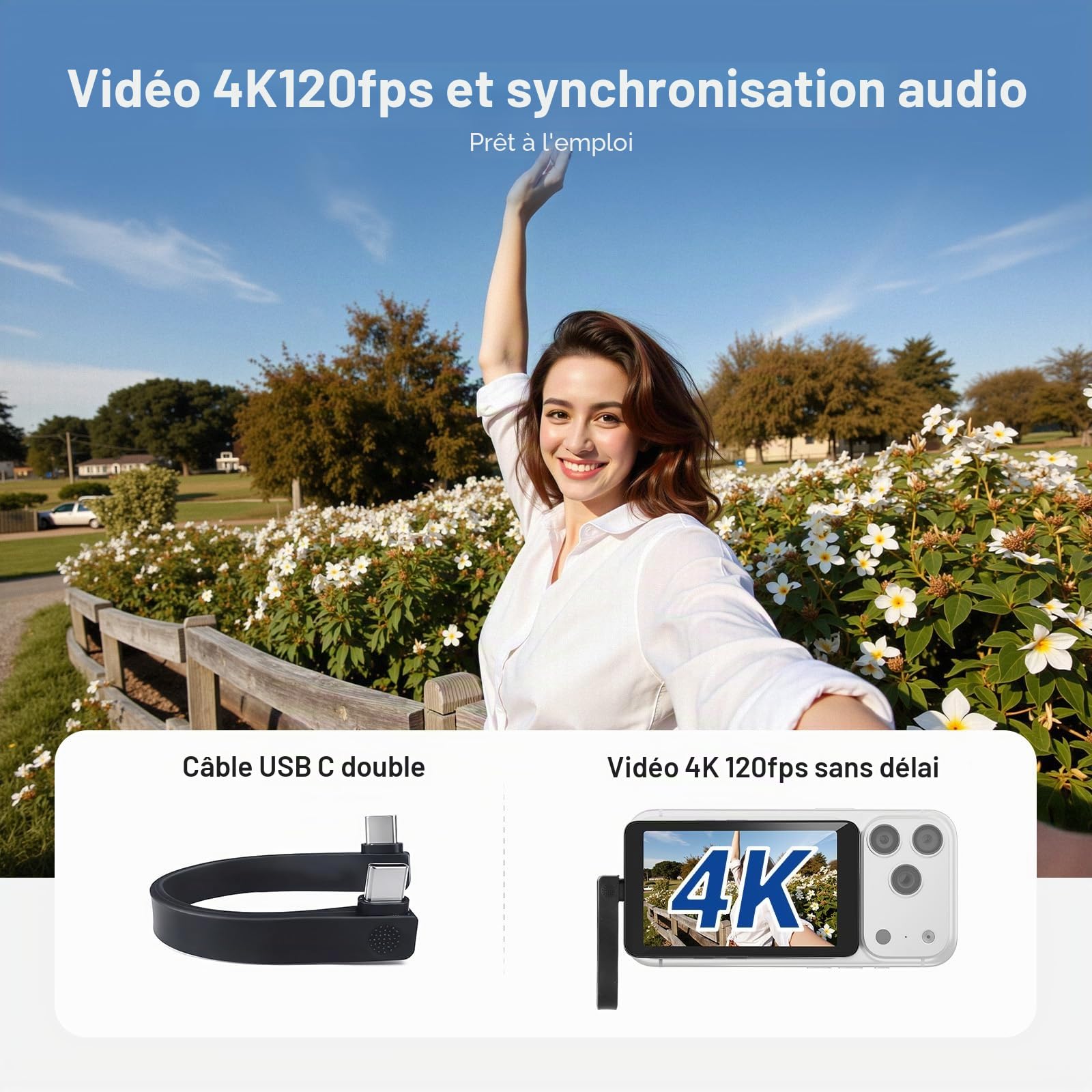 NEEWER 4" Écran de Surveillance pour Selfies et Vlogs, Moniteur pour Caméra Arrière de Smartphone avec Télécommande pour Streaming Vidéo Youtube et TikTok