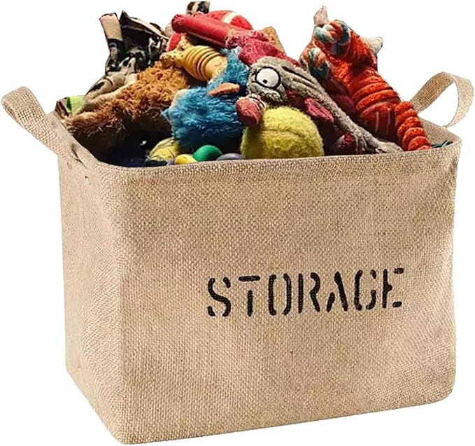 Youdepot Large 17"x 13" Jute Storage Bin Storage Basket With Handles