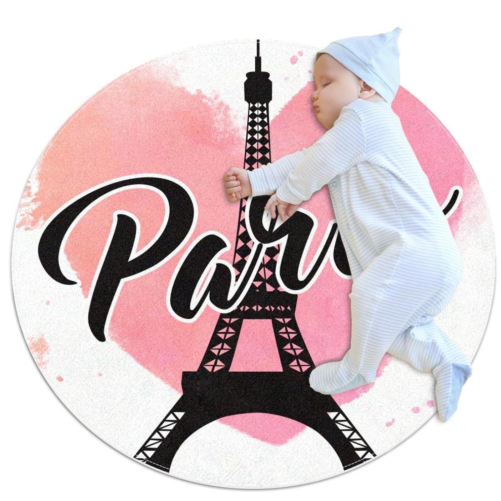 Tapis rond Tour Eiffel Paris idéal pour décorer une chambre de fille ou un salon cosy