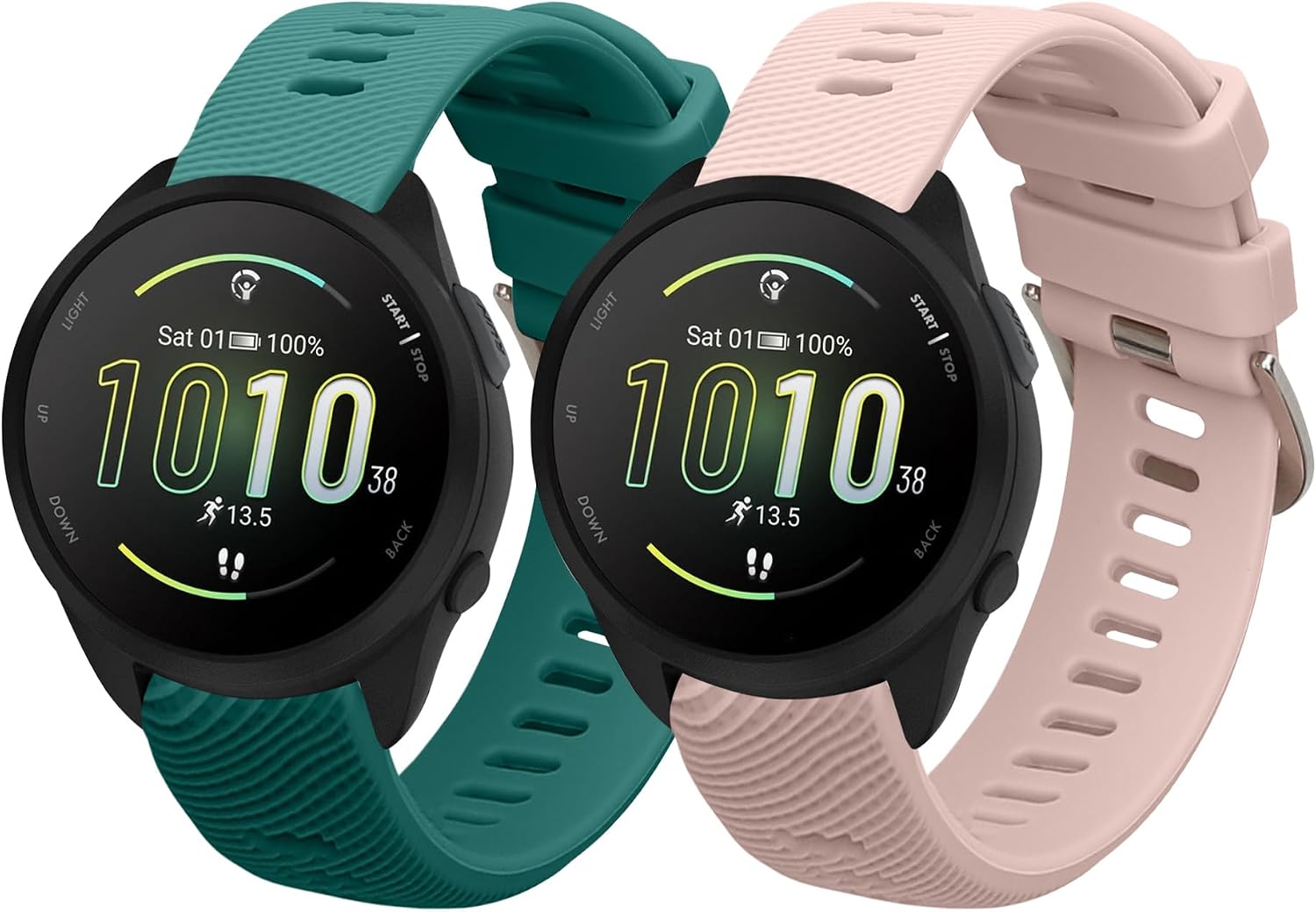 kwmobile Straps Compatible with Garmin Forerunner 165 / Forerunner 165 Music Straps - 2x Replacement Silicone Watch Bands