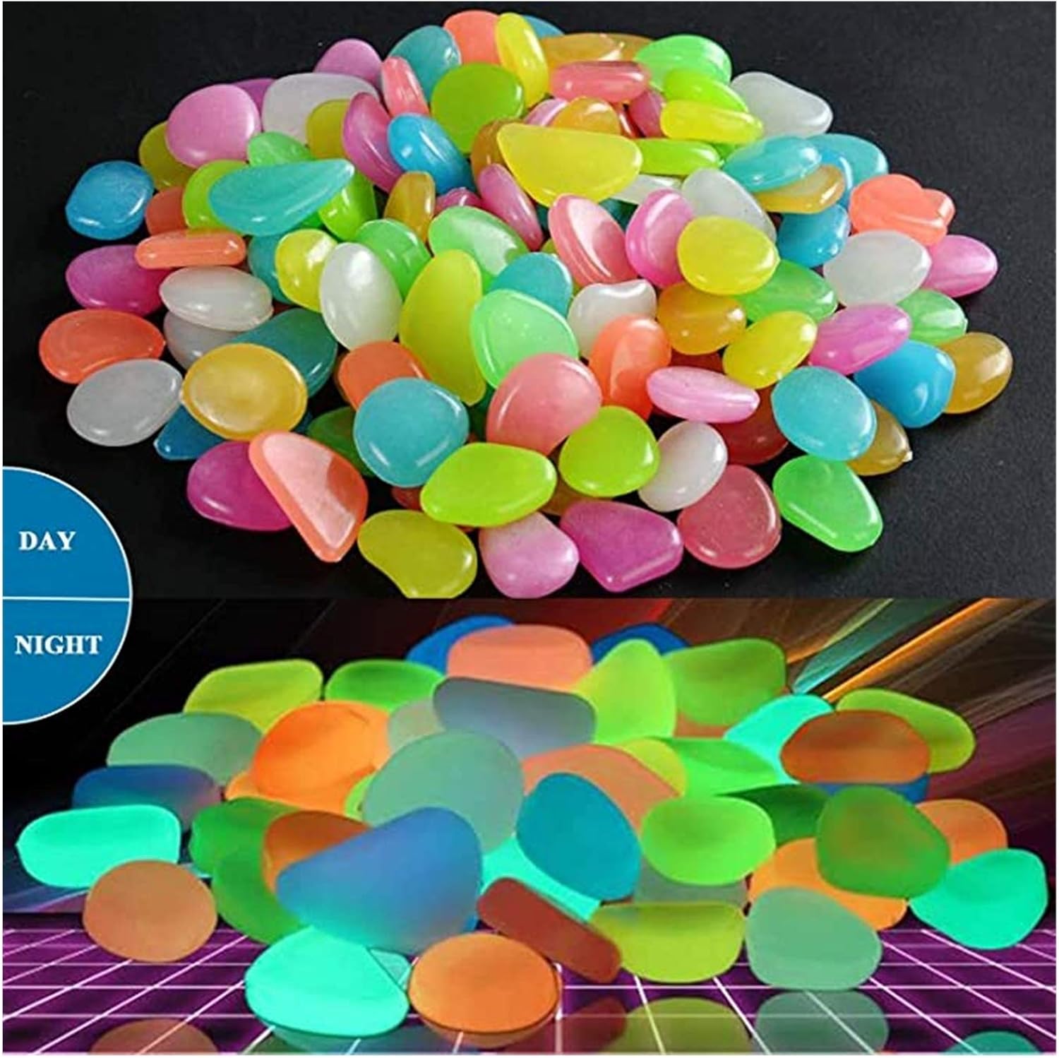 Glowing Stone Pink Luminous Stones, Artificial Pebbles That Glow in The Dark, Indoor and Outdoor Fish Tank Aquarium Garden Decoration Luminous Stones (Size : 400PCS)