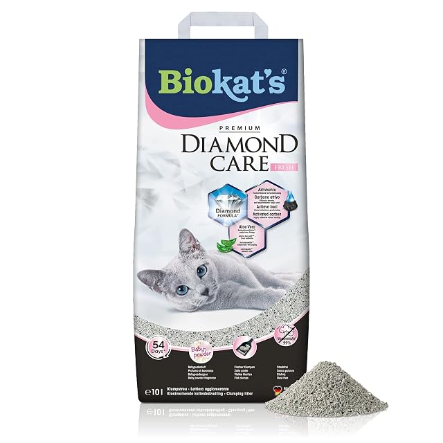 Biokat's Diamond Care Fresh, con fragancia - Arena fina con carbón activo y aloe vera 1 saco (1 x 10 l)