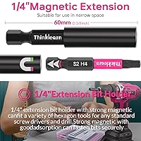 Vista 5 de Juego de 20 brocas de llave Allen de cabeza hexagonal (métricas y SAE), juego de brocas de acero S2 con vástago hexagonal de 1/4" con portapuntas