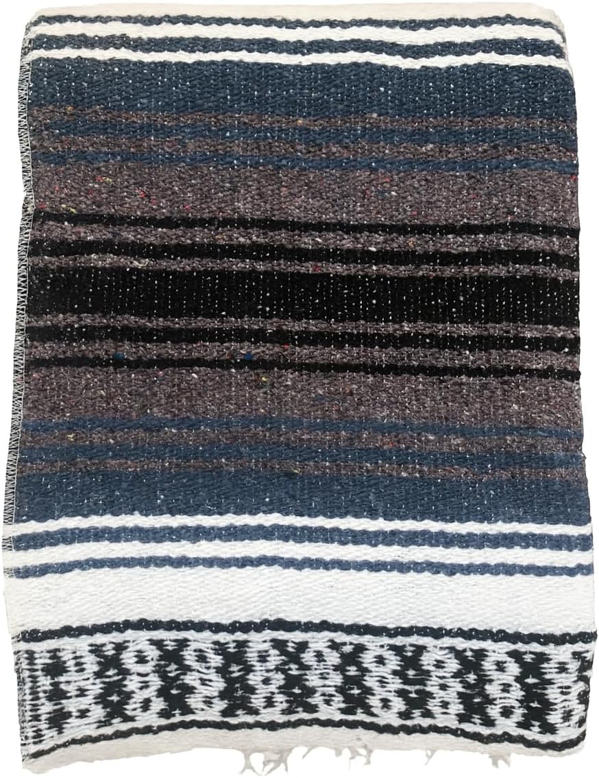 Baja Authentic Mexican Falsa Blanket 100% Acrylic Perfect for Yoga, Beach, Camping, Picnic, Car Seat Cover, Home Throw Decor (Dust Blue)