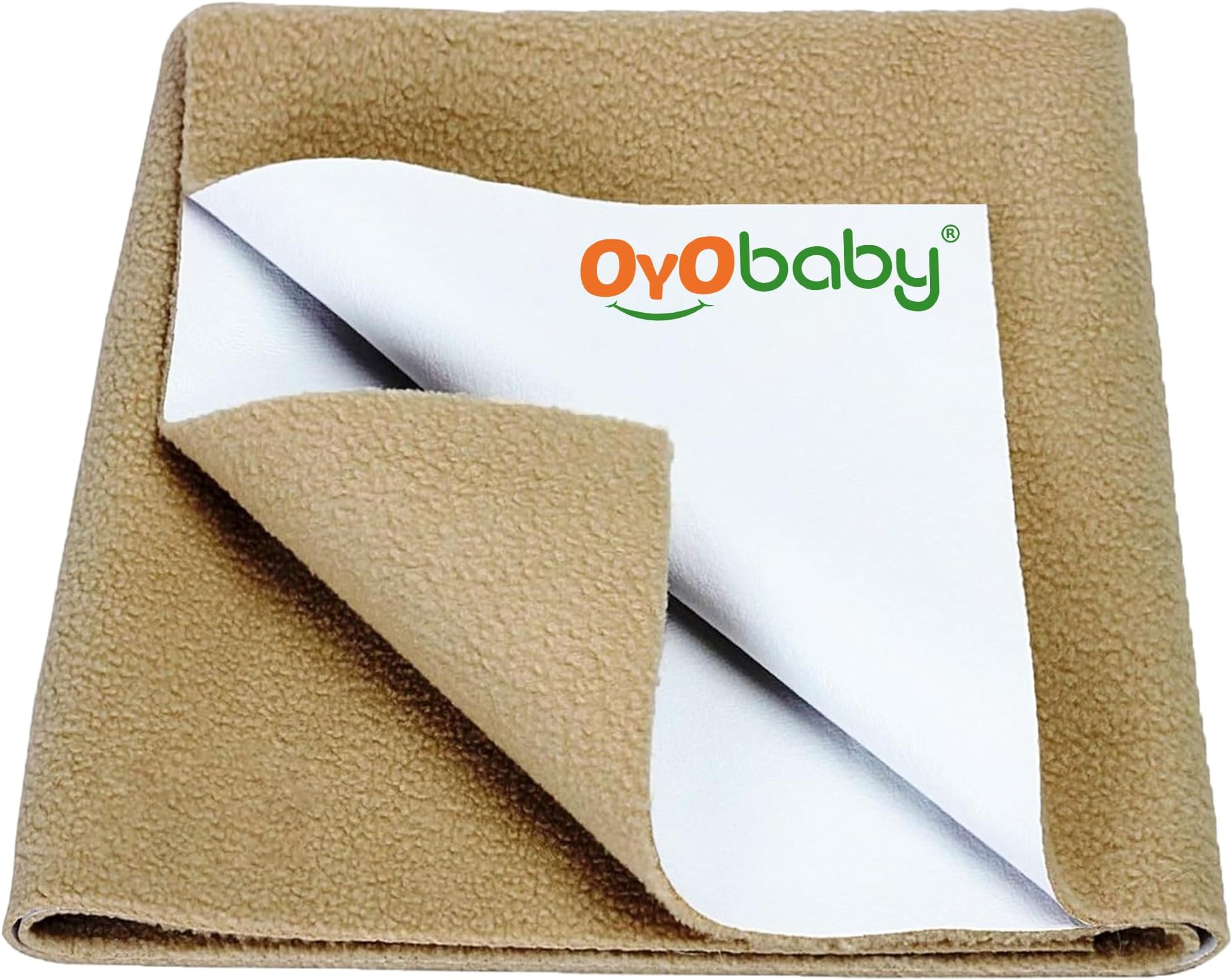 OYO BABY Waterproof Baby Dry Sheet Underpad | Super Soft Quick-Absorb Reusable Mattress Protector 140×100 cm Large | Anti-Piling Fleece Bed Pad | Skin-Friendly, Extra Absorbent for Crib & Cot – Beige